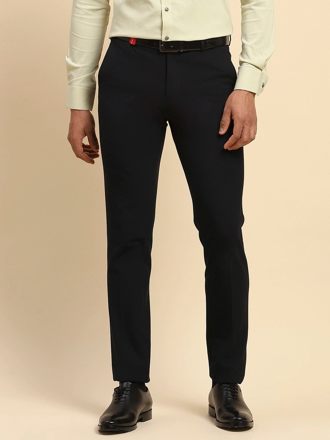 Blue Cotton Blend Straight Fit Trouser - Global Republic