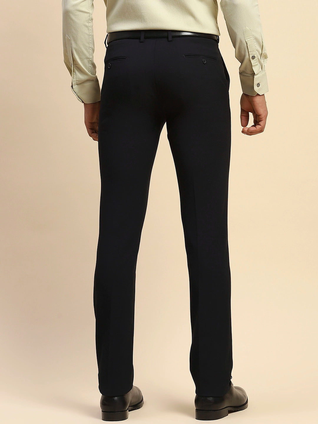 Blue Cotton Blend Straight Fit Trouser - Global Republic