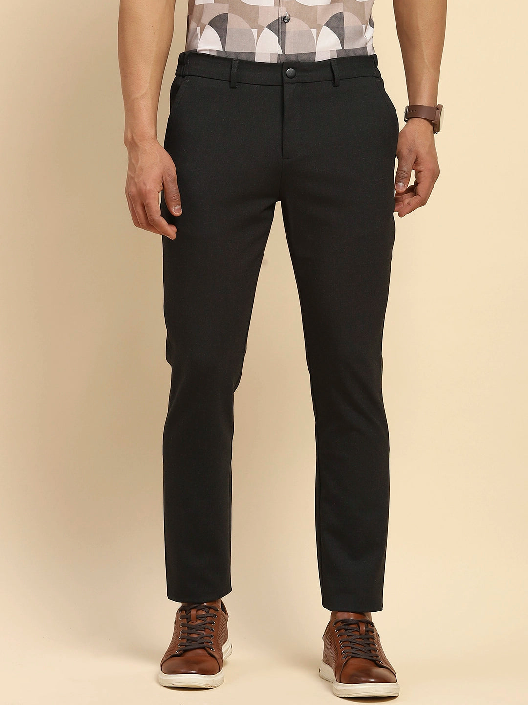 Coal Cotton Blend Relaxed Fit Trouser - Global Republic