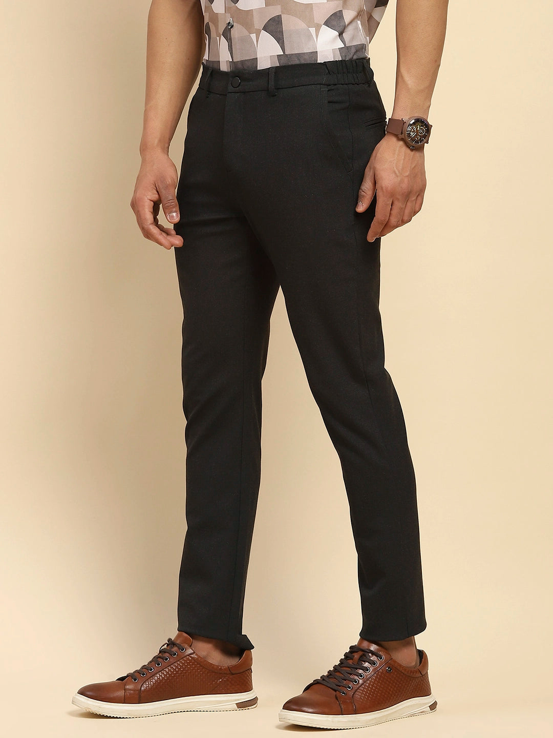 Coal Cotton Blend Relaxed Fit Trouser - Global Republic
