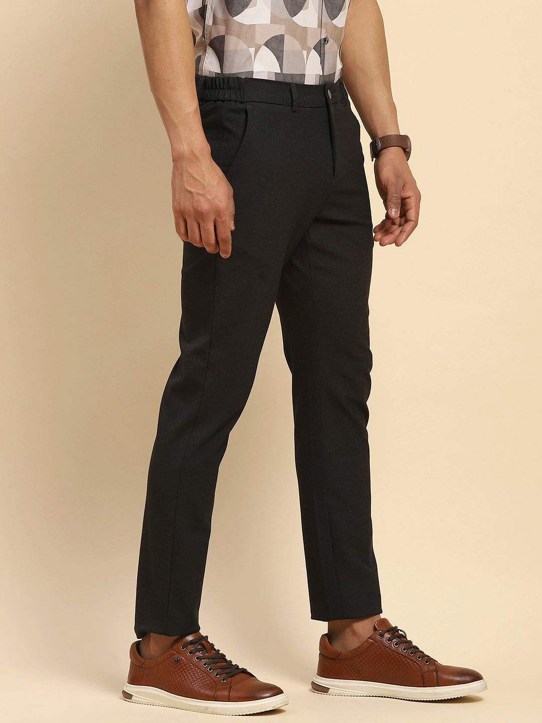 Coal Cotton Blend Relaxed Fit Trouser - Global Republic