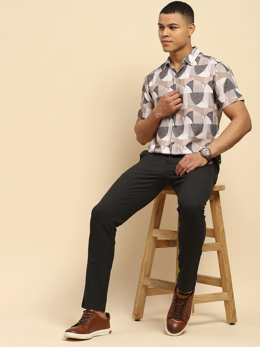 Coal Cotton Blend Relaxed Fit Trouser - Global Republic