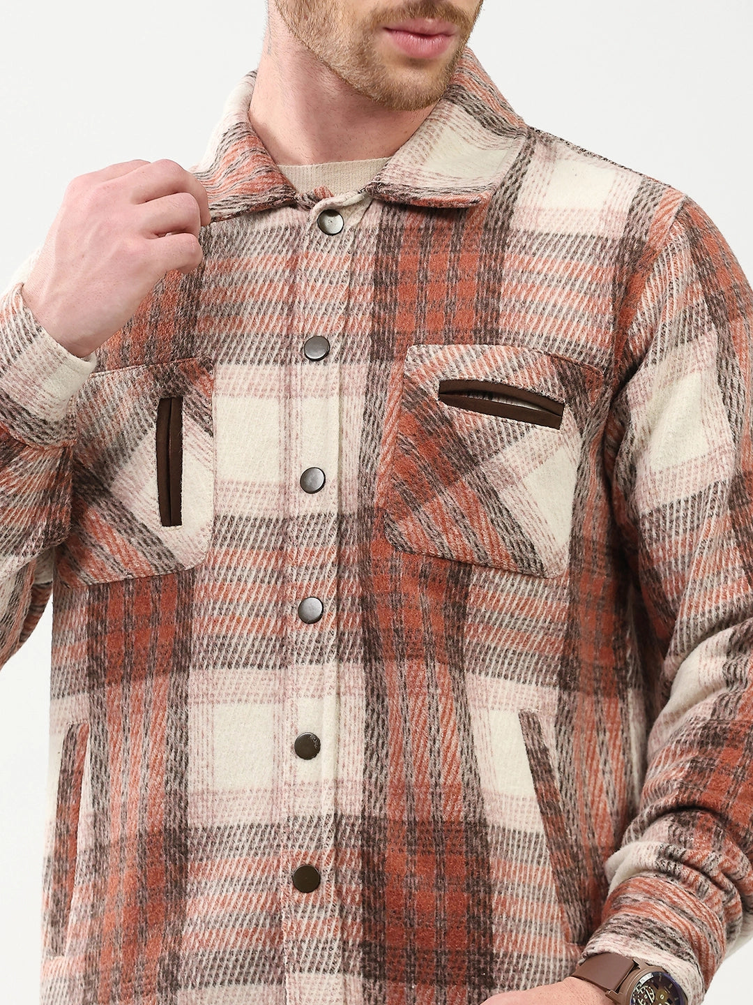 Wool Blend Checked Shacket
