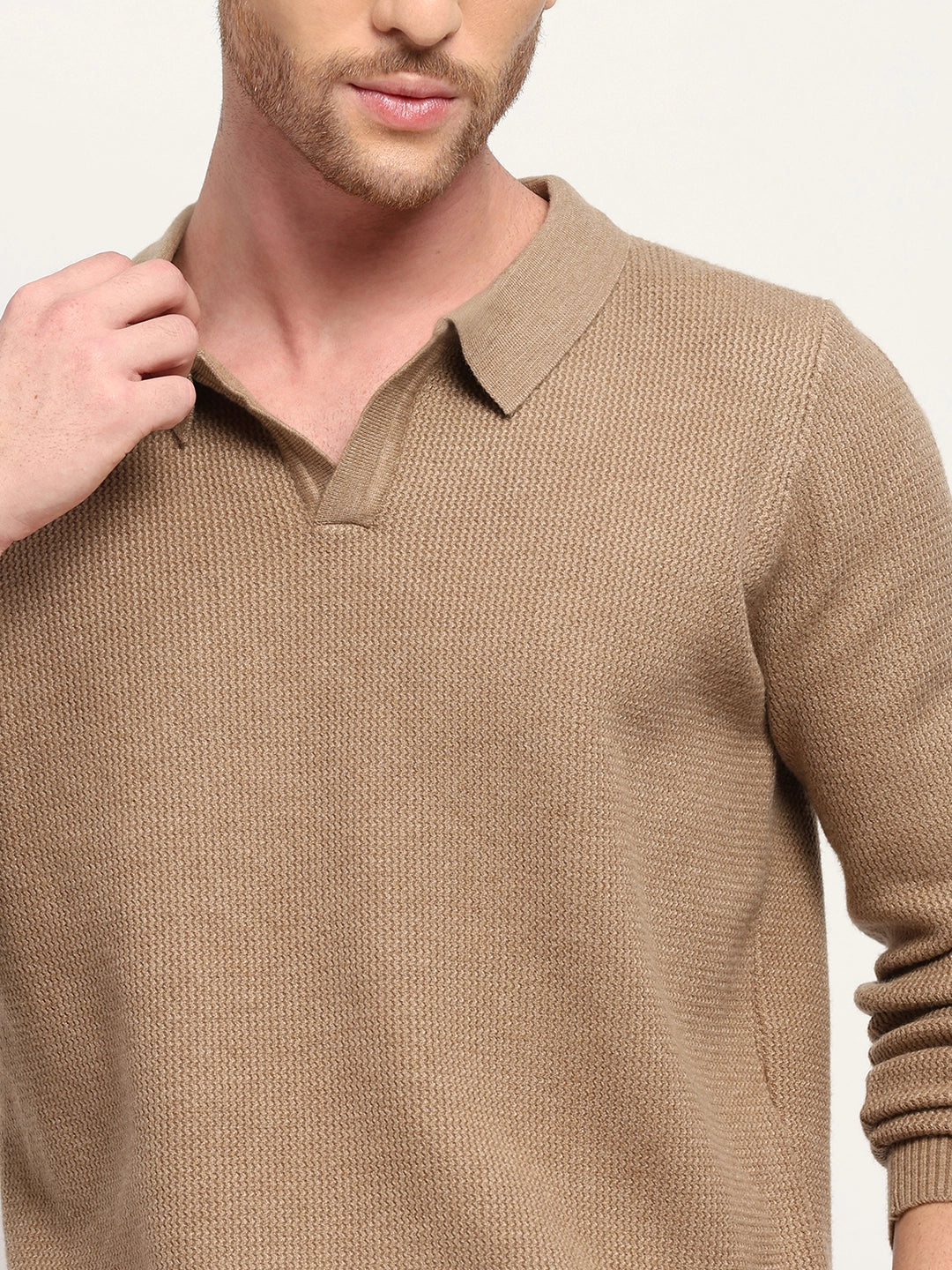Self-Design Beige Pullover - Global Republic