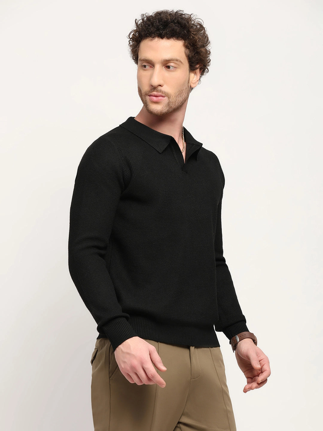 Self-Design Black Pullover - Global Republic