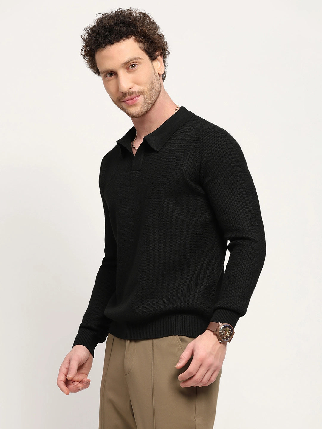 Self-Design Black Pullover - Global Republic