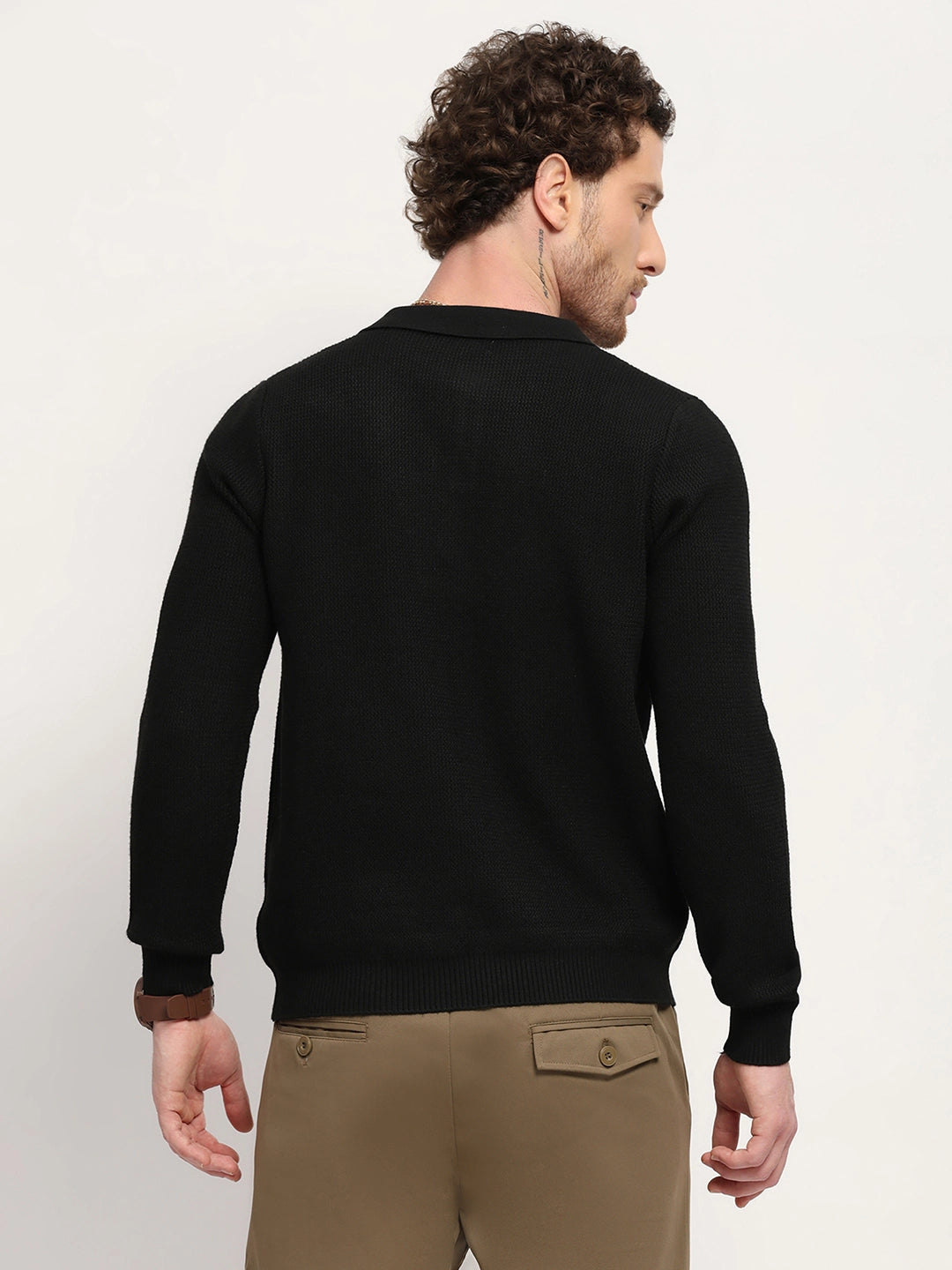 Self-Design Black Pullover - Global Republic