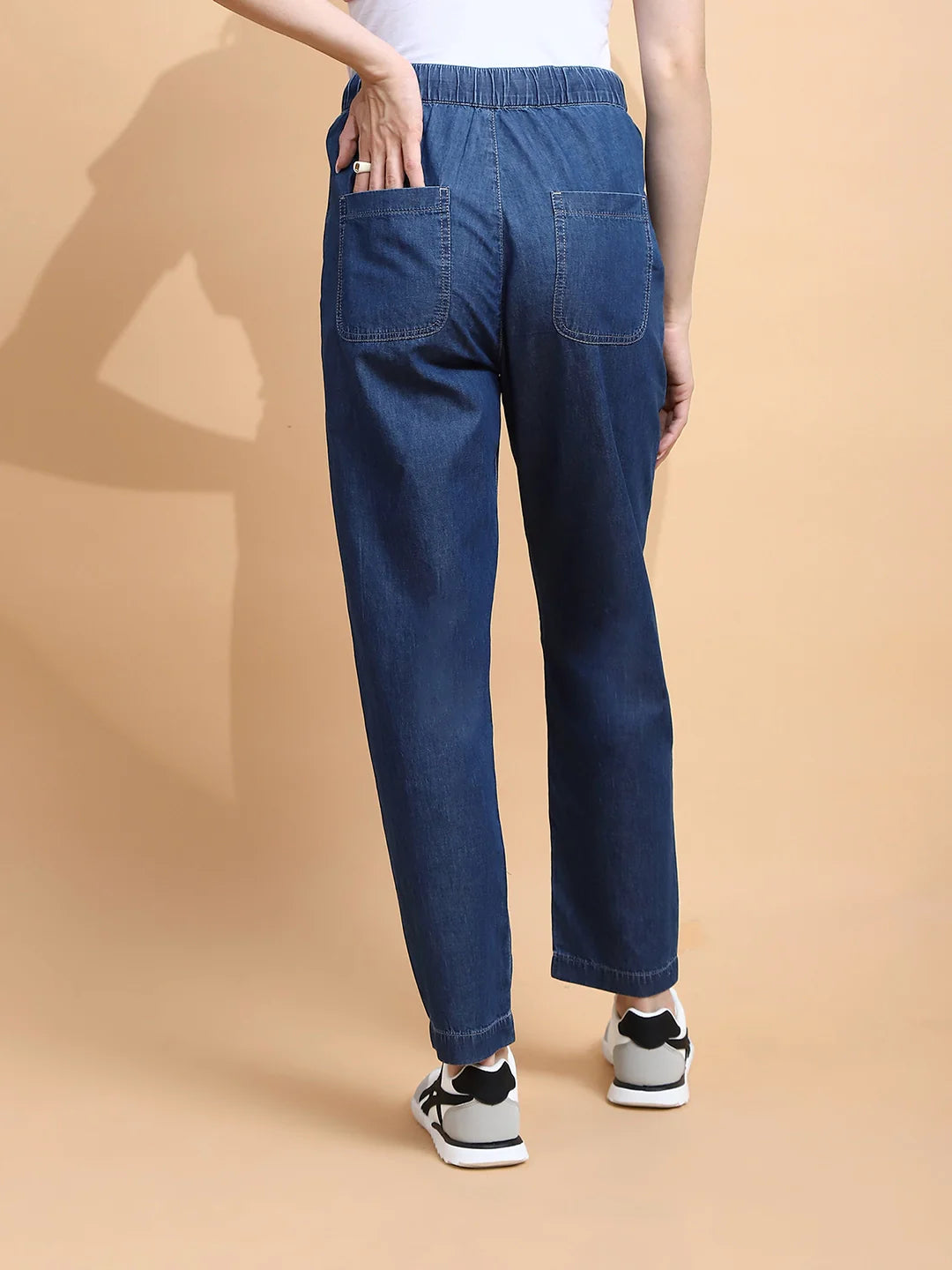 Blue Cotton Blend Loose Fit Lower - Global Republic