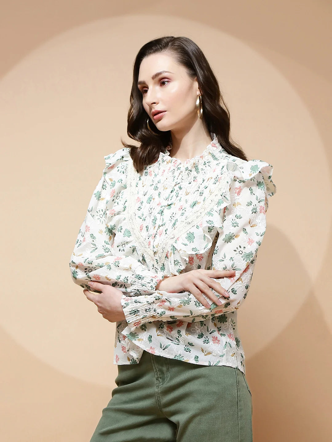 Green cotton Regular Fit Blouse - Global Republic