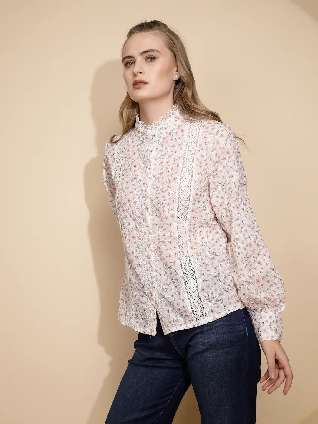 Rose Polycotton Loose Fit Shirt For Women