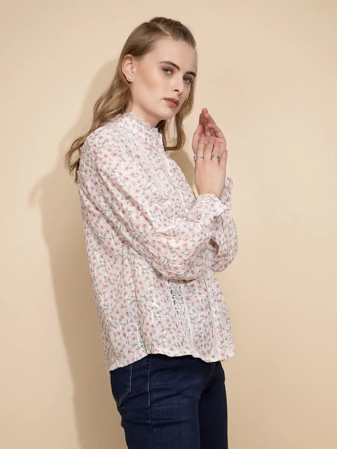 Rose cotton Loose Fit Shirt For Women - Global Republic