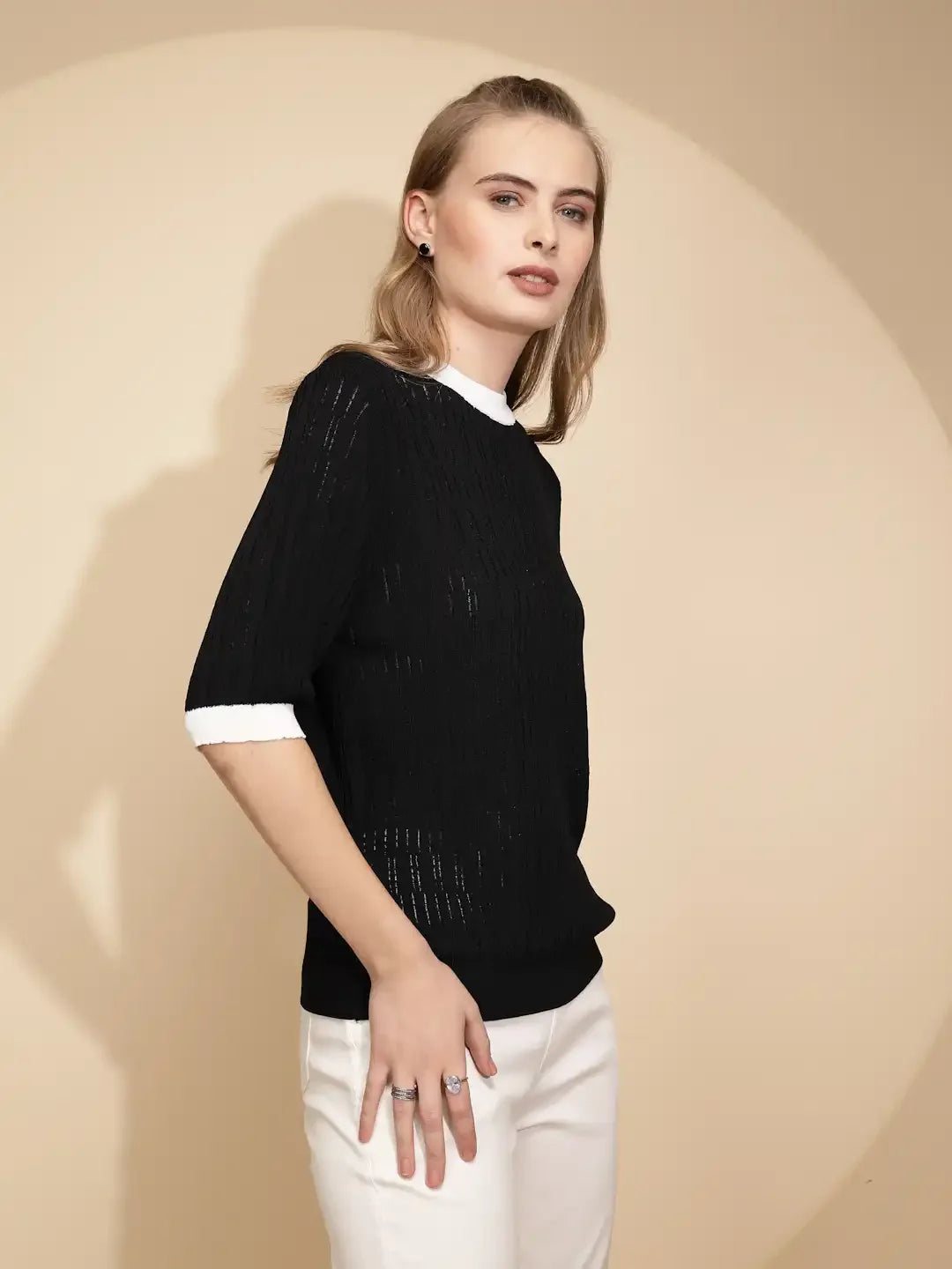 Black Viscose Blend Top - Global Republic