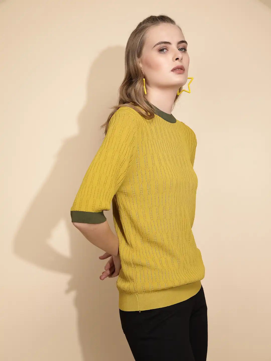 Green Viscose Blend Regular Fit Top - Global Republic