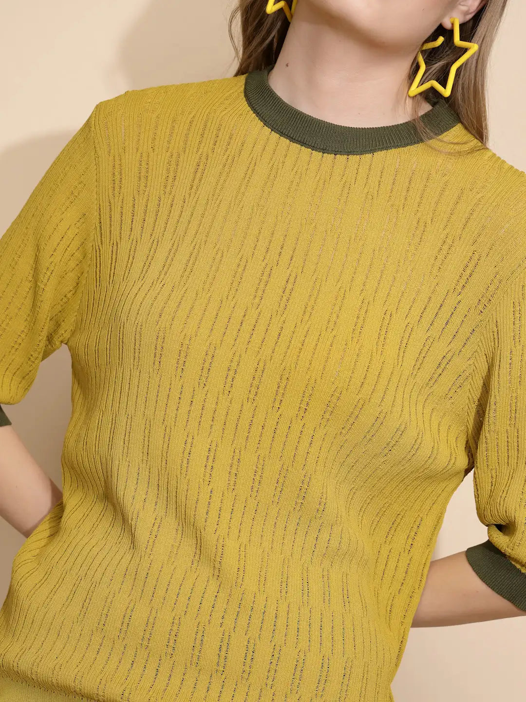 Green Viscose Blend Regular Fit Top - Global Republic