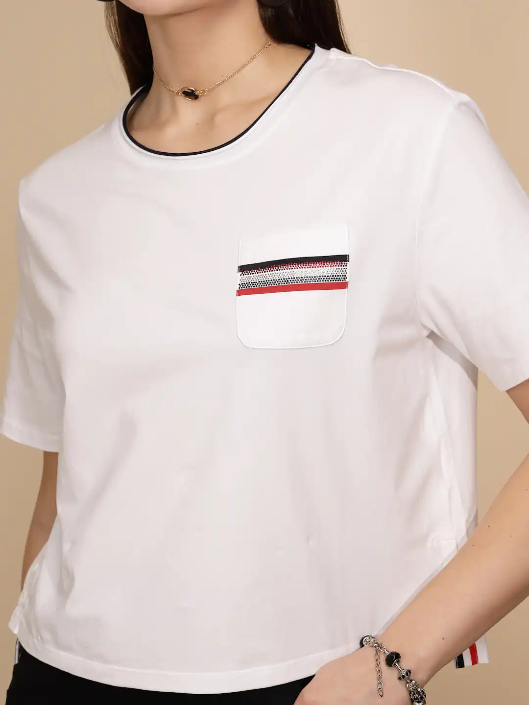 White Cotton Blend Top - Global Republic