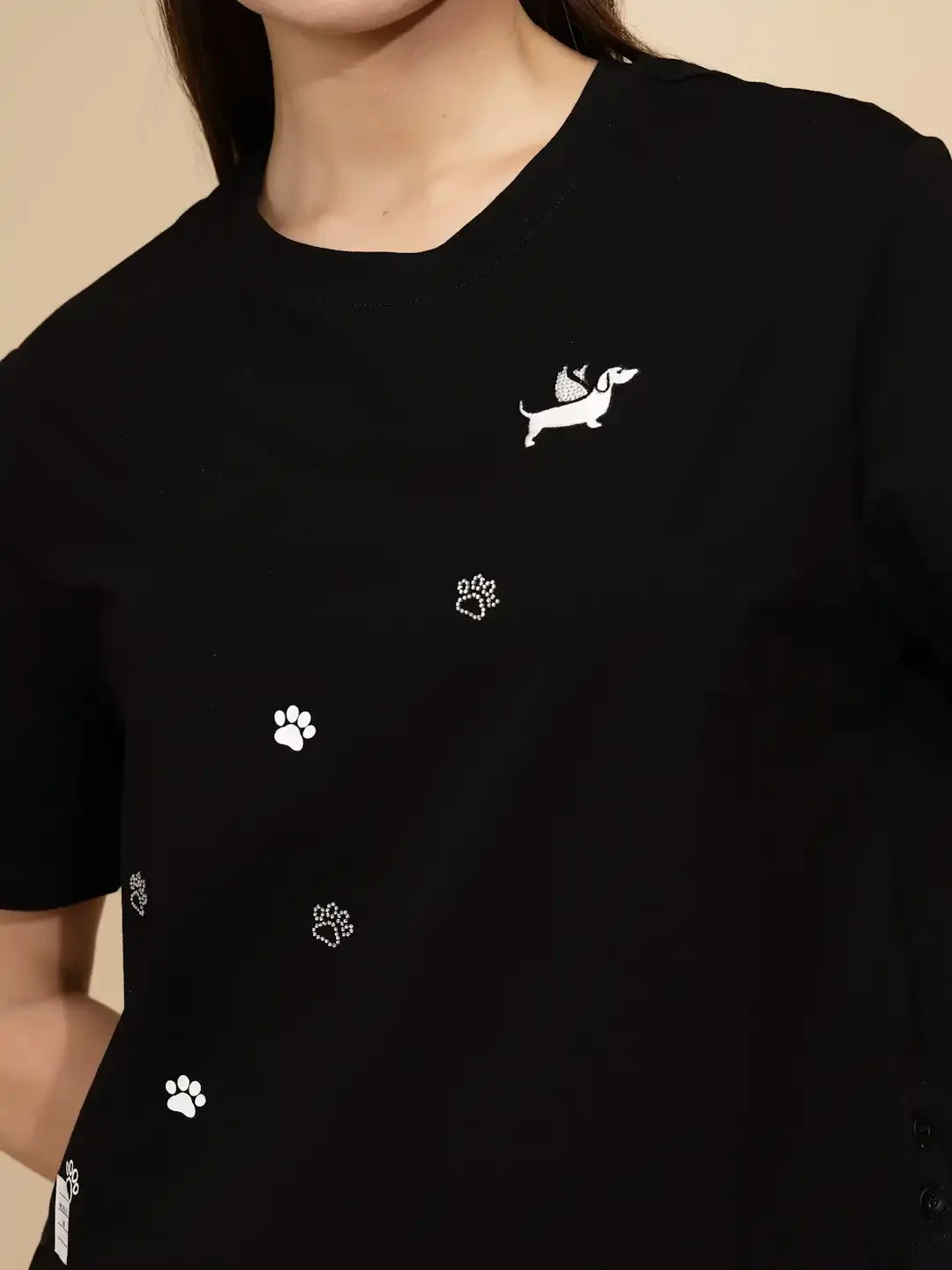 Black Regular Fit Cotton Top - Global Republic