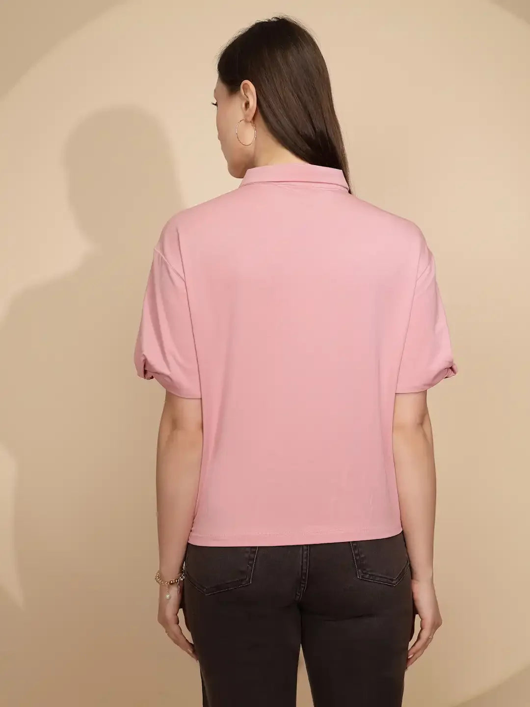 Pink Cotton Blend Regular Fit Top - Global Republic