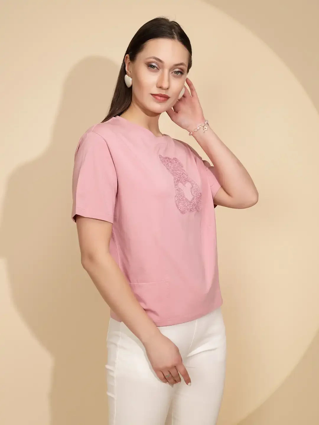 Pink Regular Fit Cotton Top - Global Republic