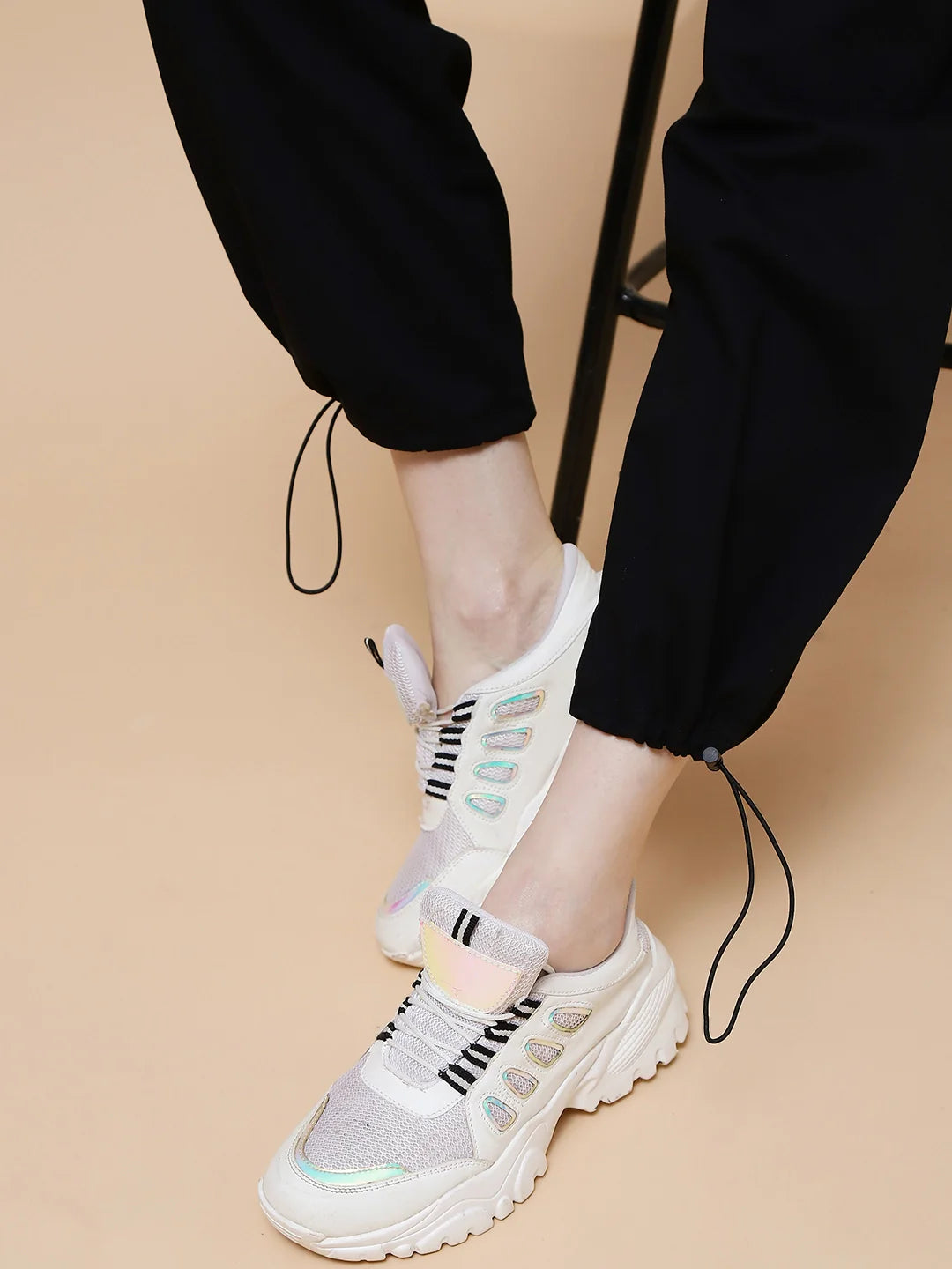 Black Cotton Relaxed Fit Cargo - Global Republic