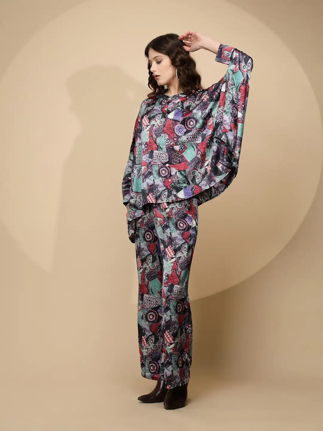 Multi Green Regular Fit Co-ord Set For Women - Global Republic