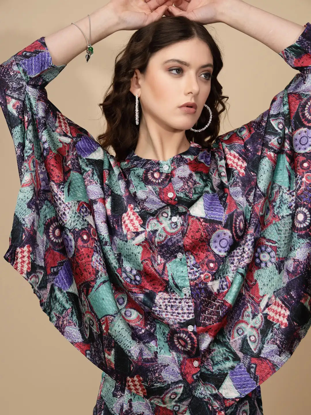 Multi Green Regular Fit Co-ord Set For Women - Global Republic