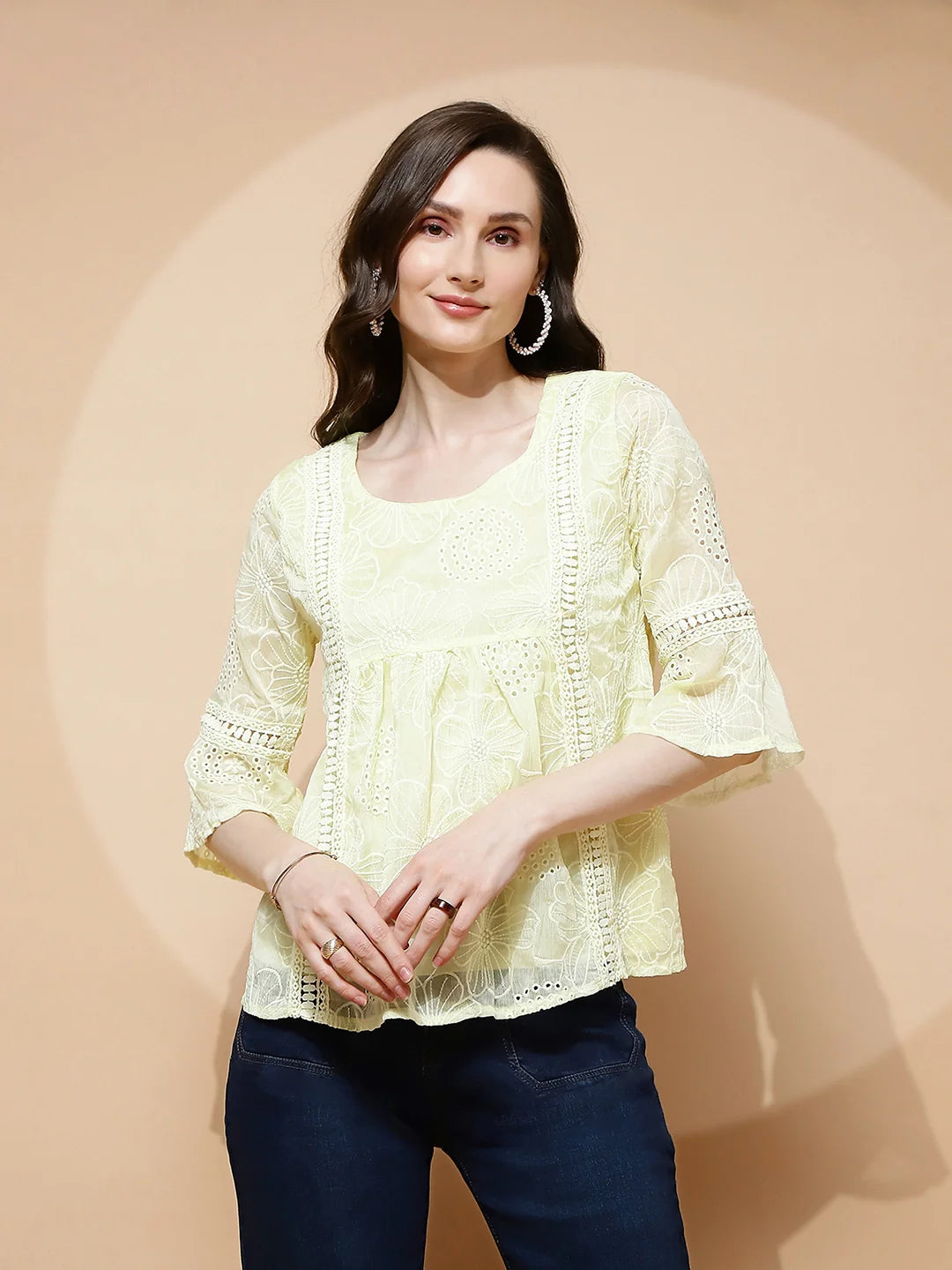 Yellow Regular Fit Blouse For Women - Global Republic