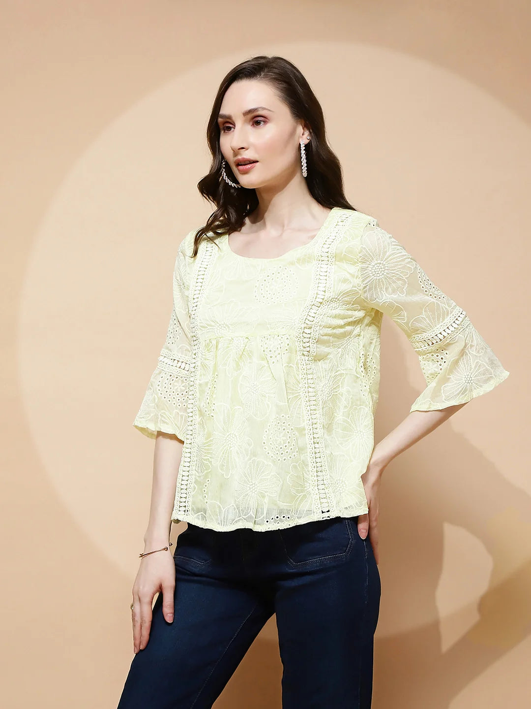Yellow Regular Fit Blouse For Women - Global Republic