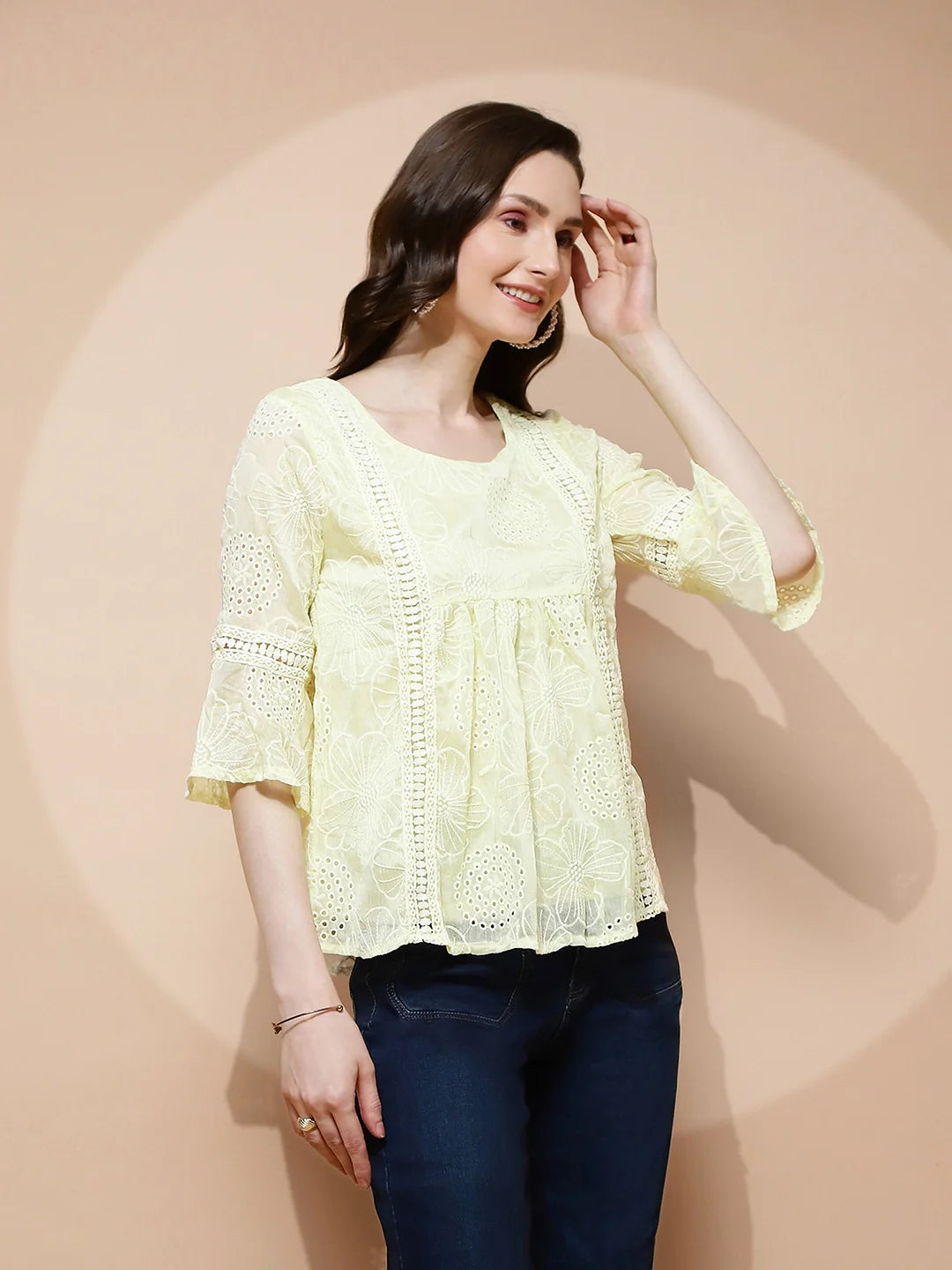 Yellow Regular Fit Blouse For Women - Global Republic