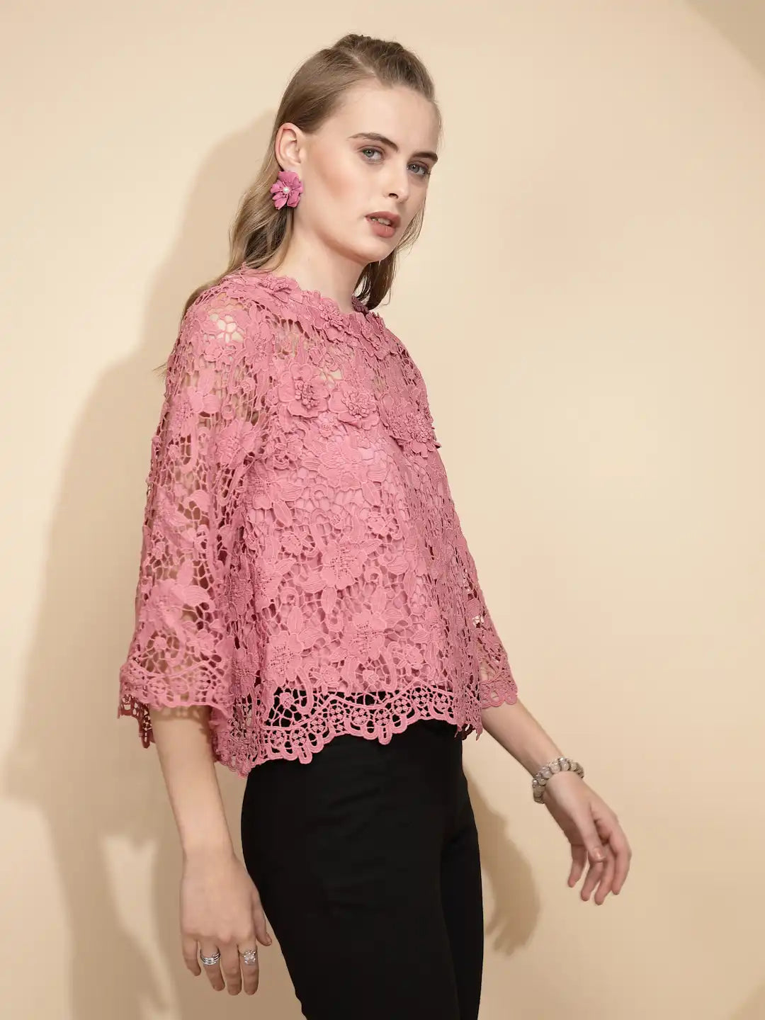 Pink Loose Fit Blouse For Women - Global Republic