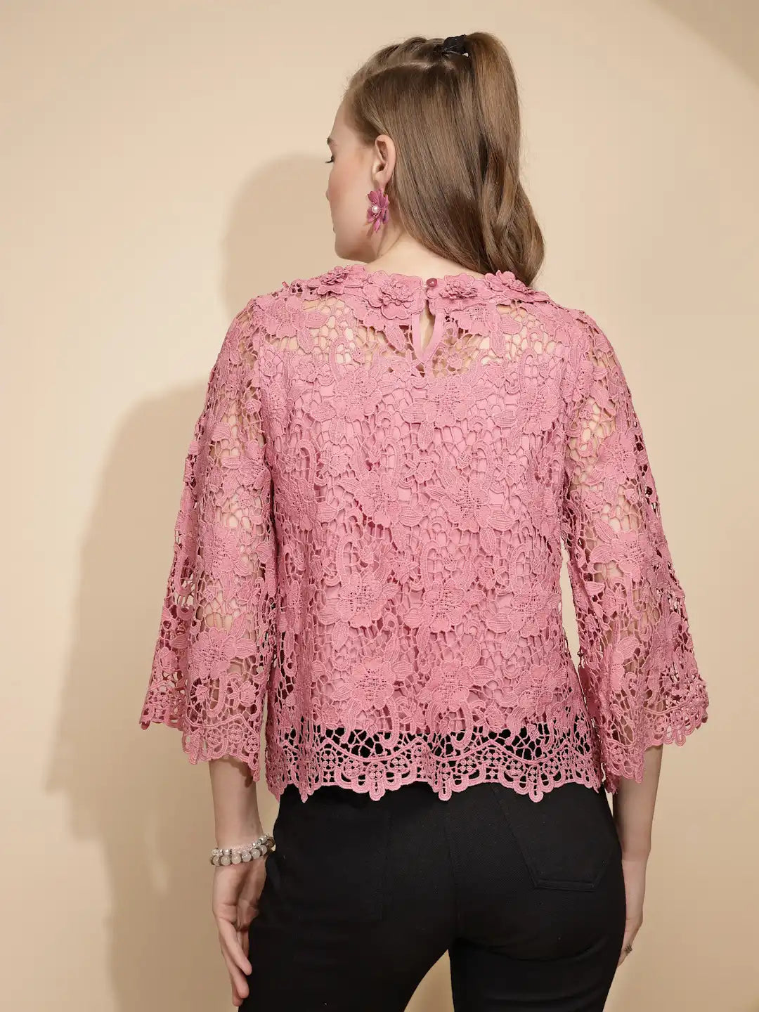 Pink Loose Fit Blouse For Women - Global Republic