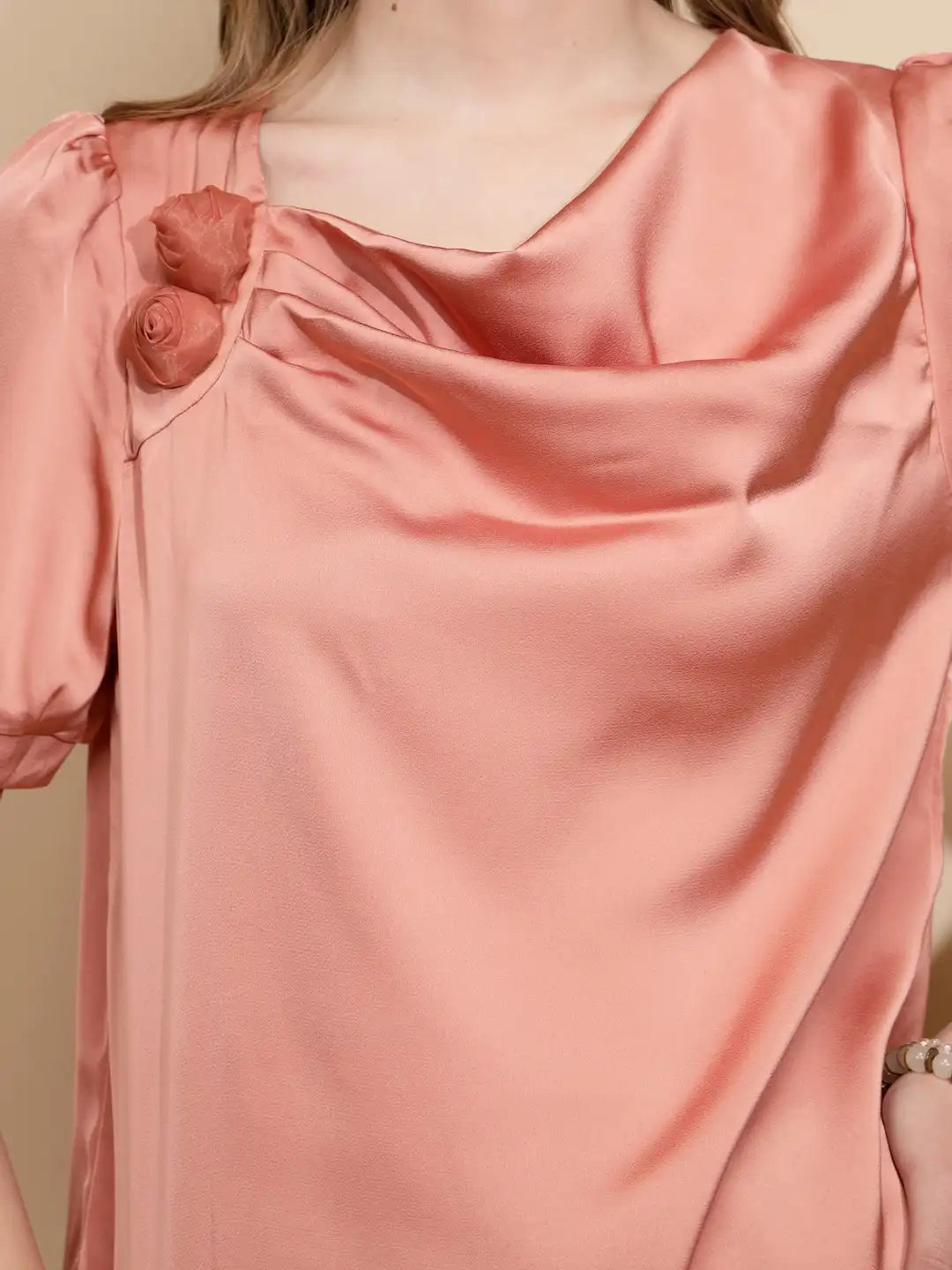 Orange Satin Cowl Neck Top - Global Republic