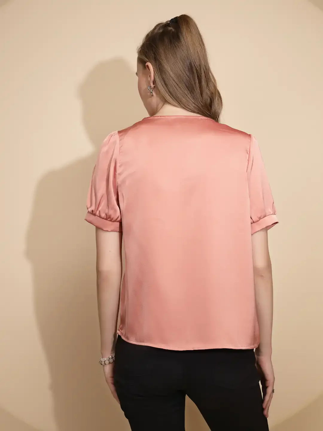 Orange Satin Cowl Neck Top - Global Republic