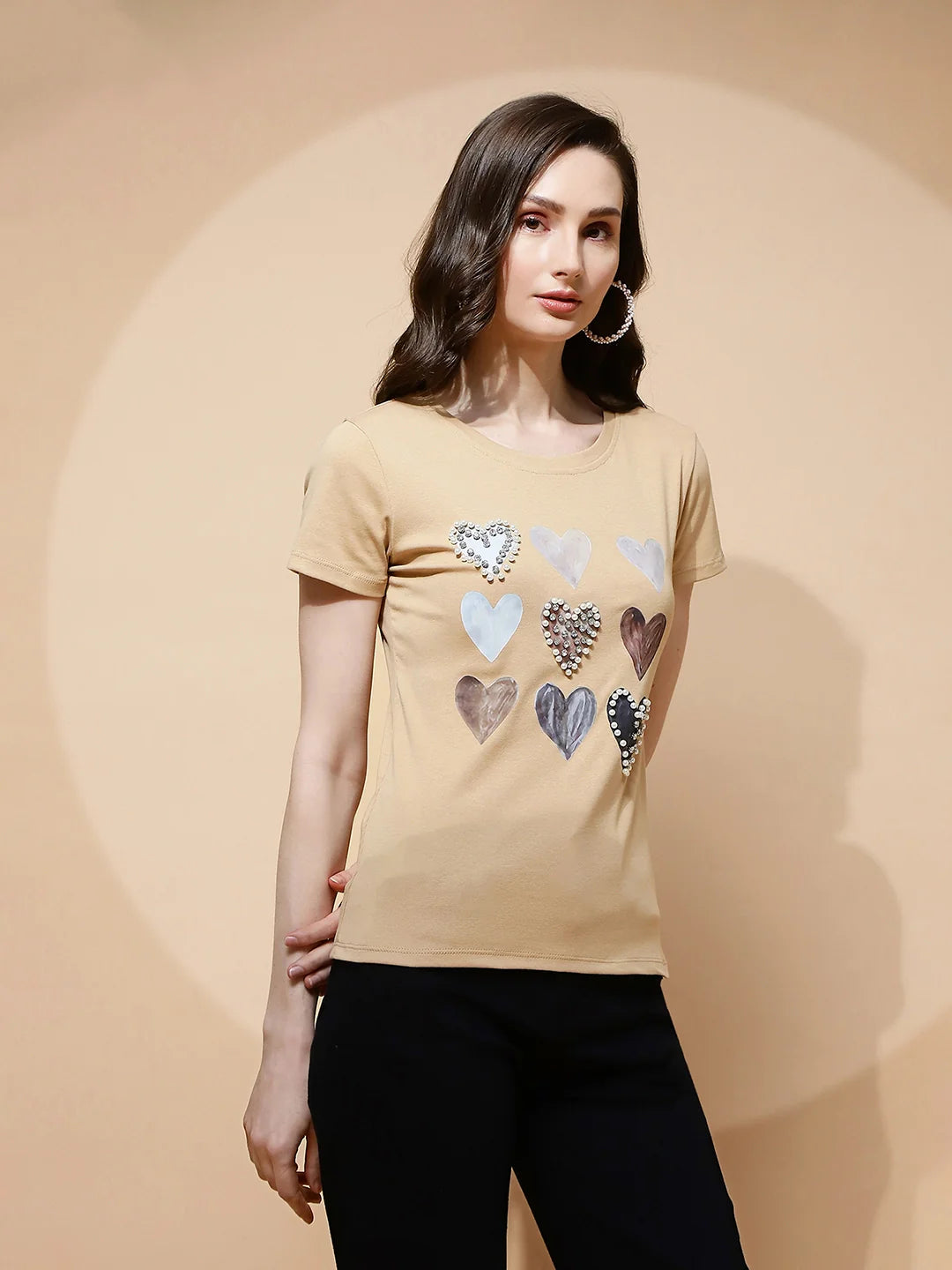 Beige Embellished Top - Global Republic