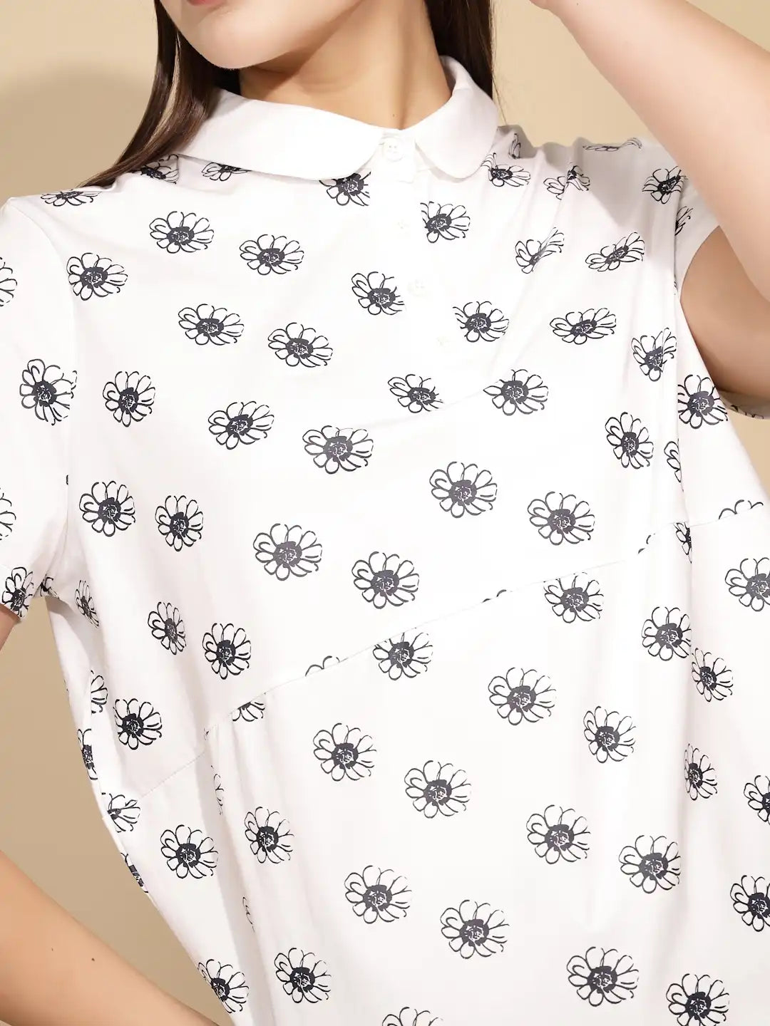 White Cotton Blend Loose Top - Global Republic