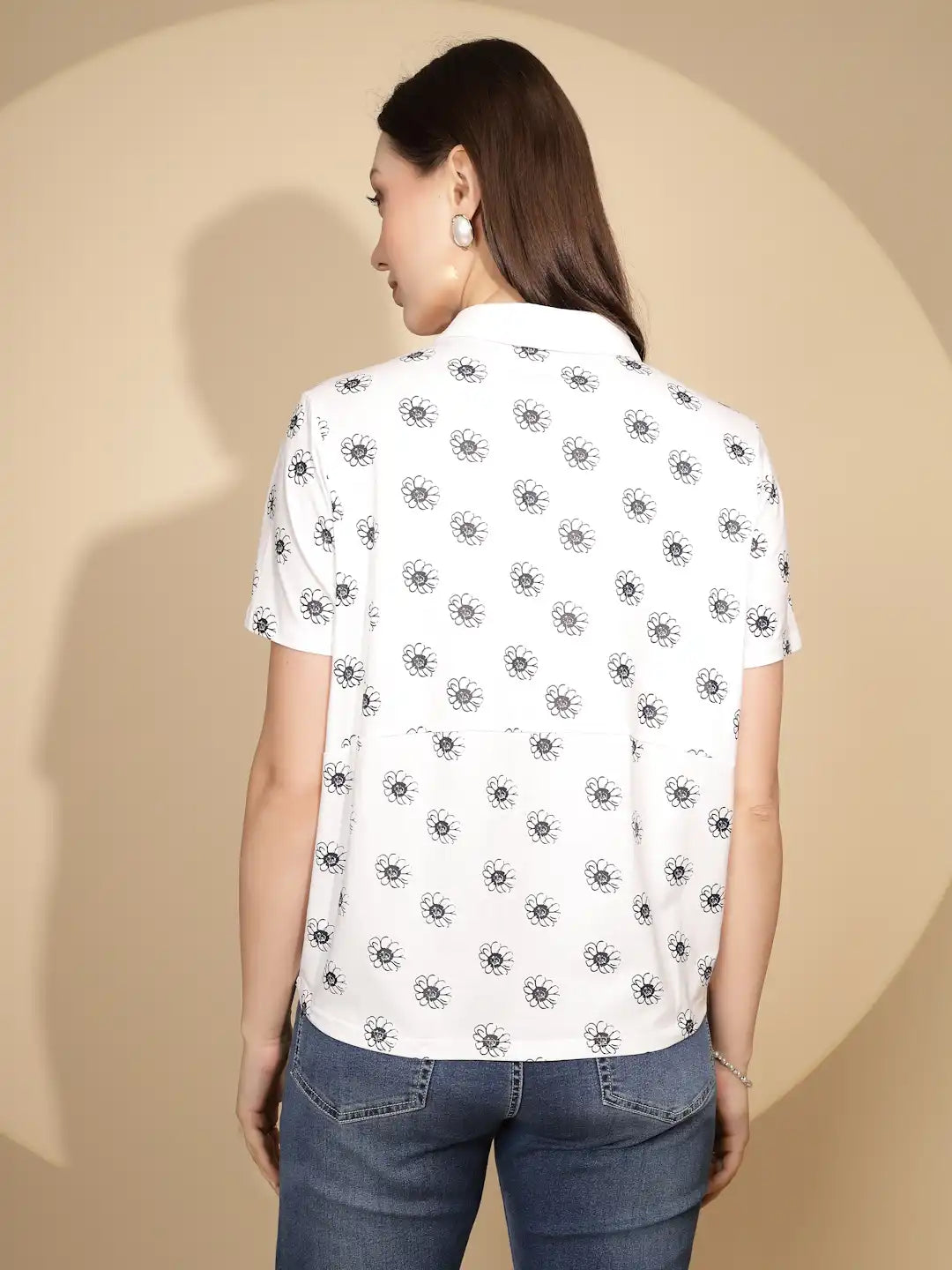 White Cotton Blend Loose Top - Global Republic