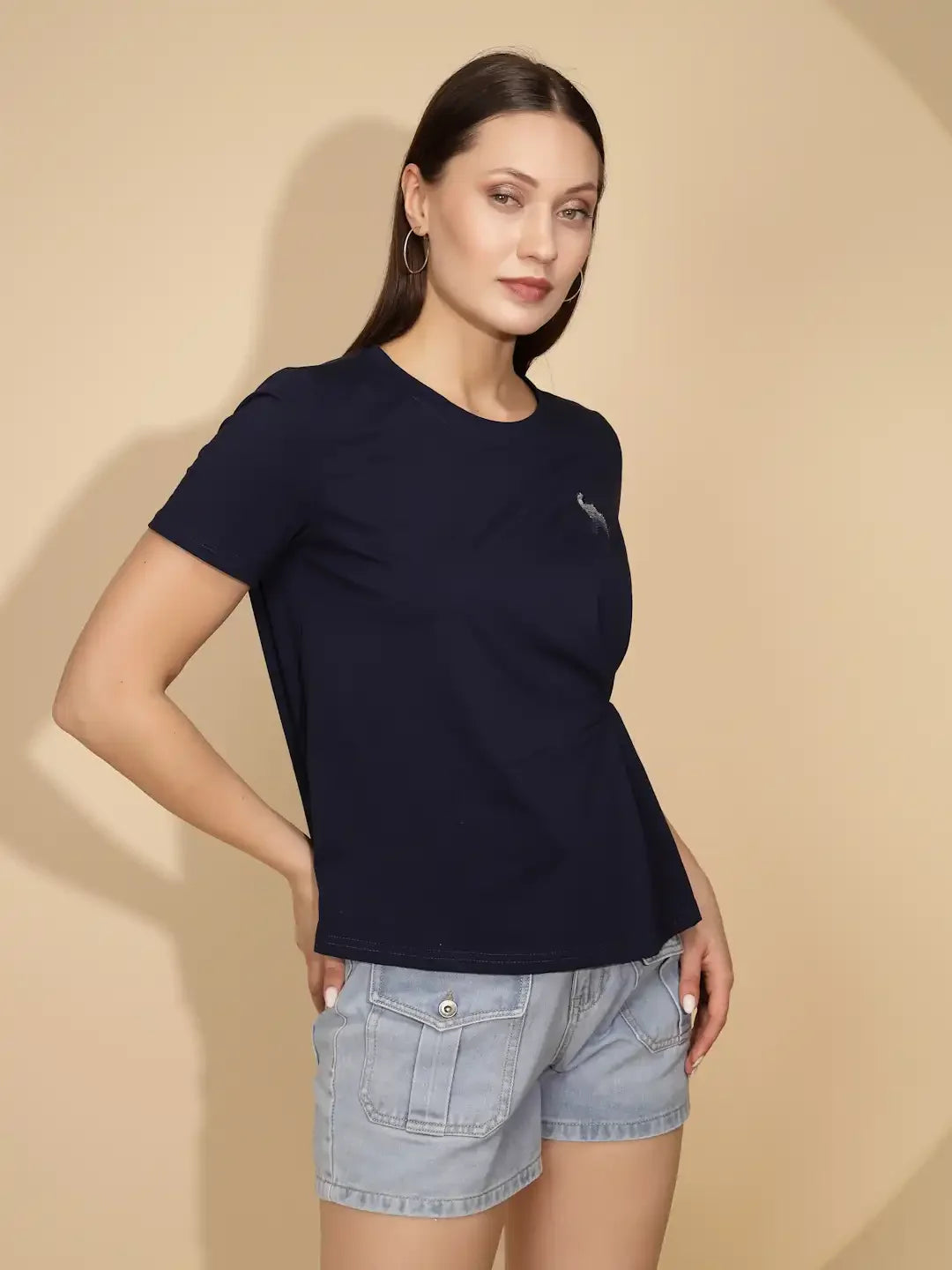 Navy Cotton Blend Regular Fit Top - Global Republic