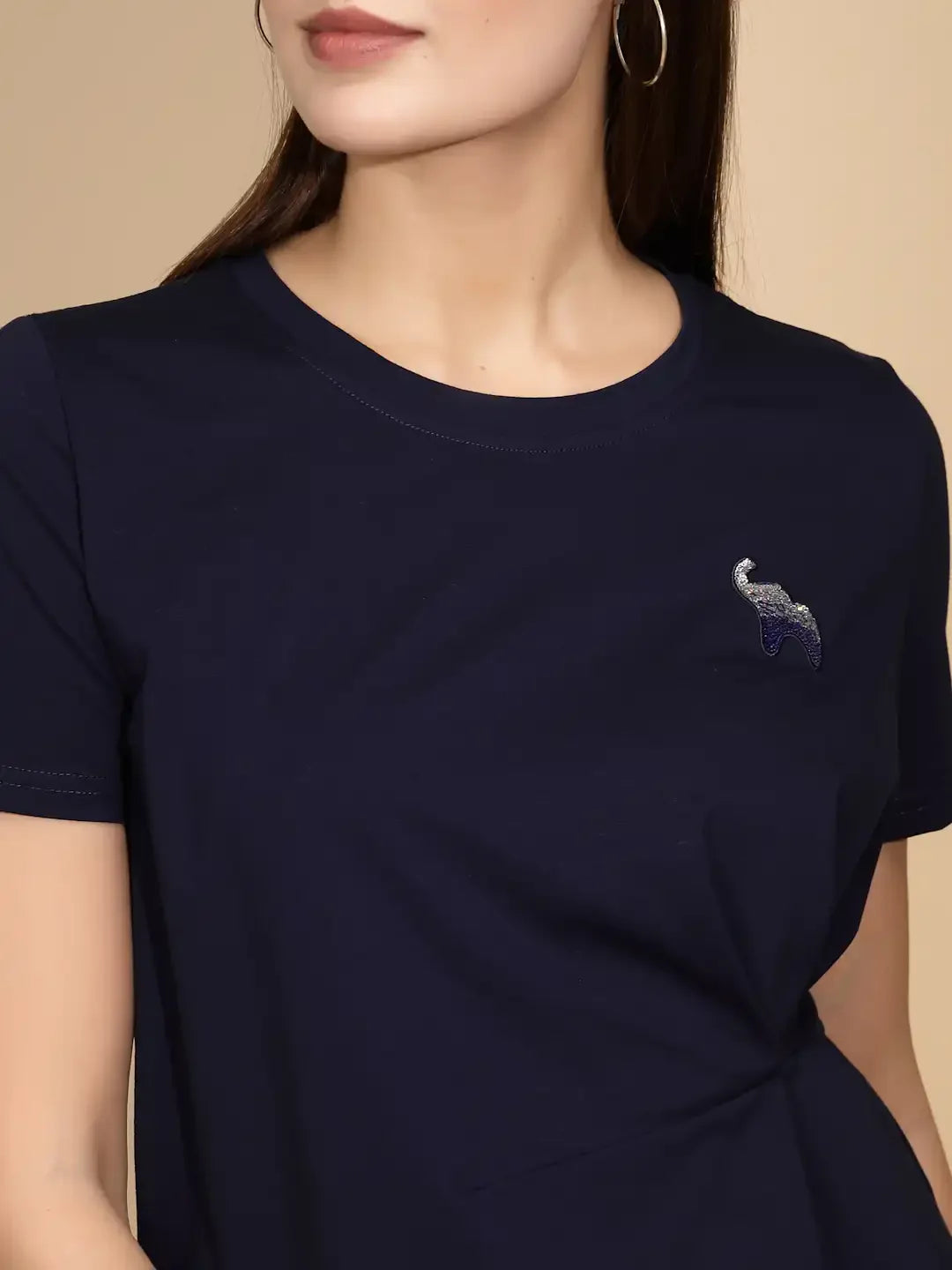 Navy Cotton Blend Regular Fit Top - Global Republic