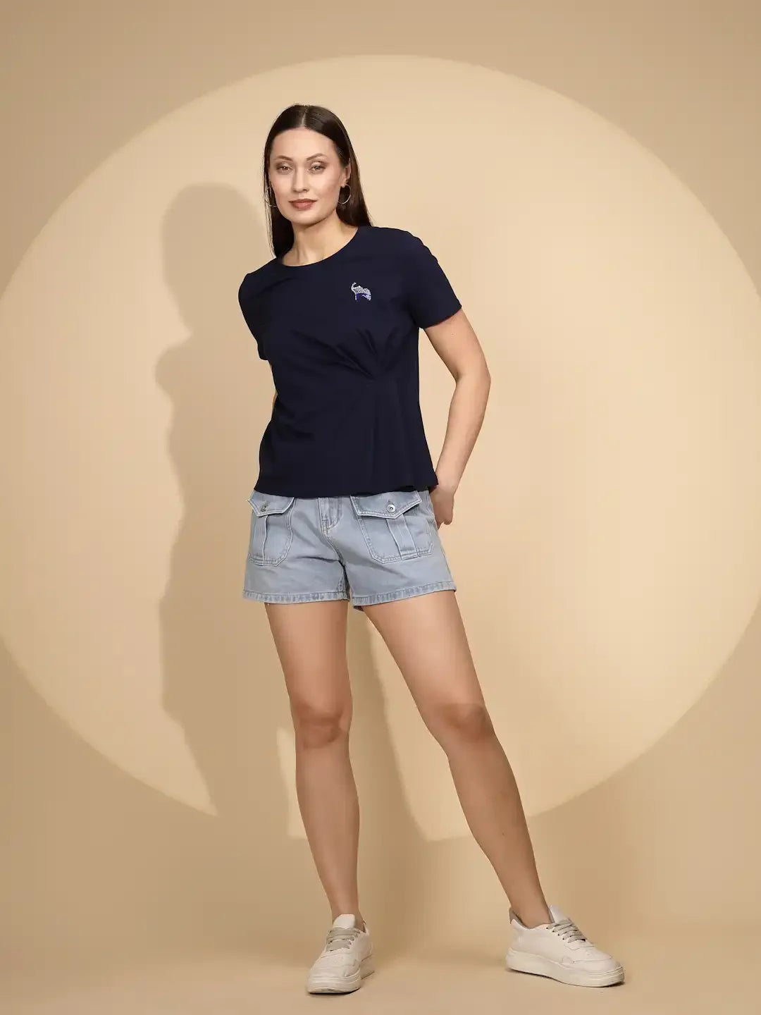 Navy Cotton Blend Regular Fit Top - Global Republic