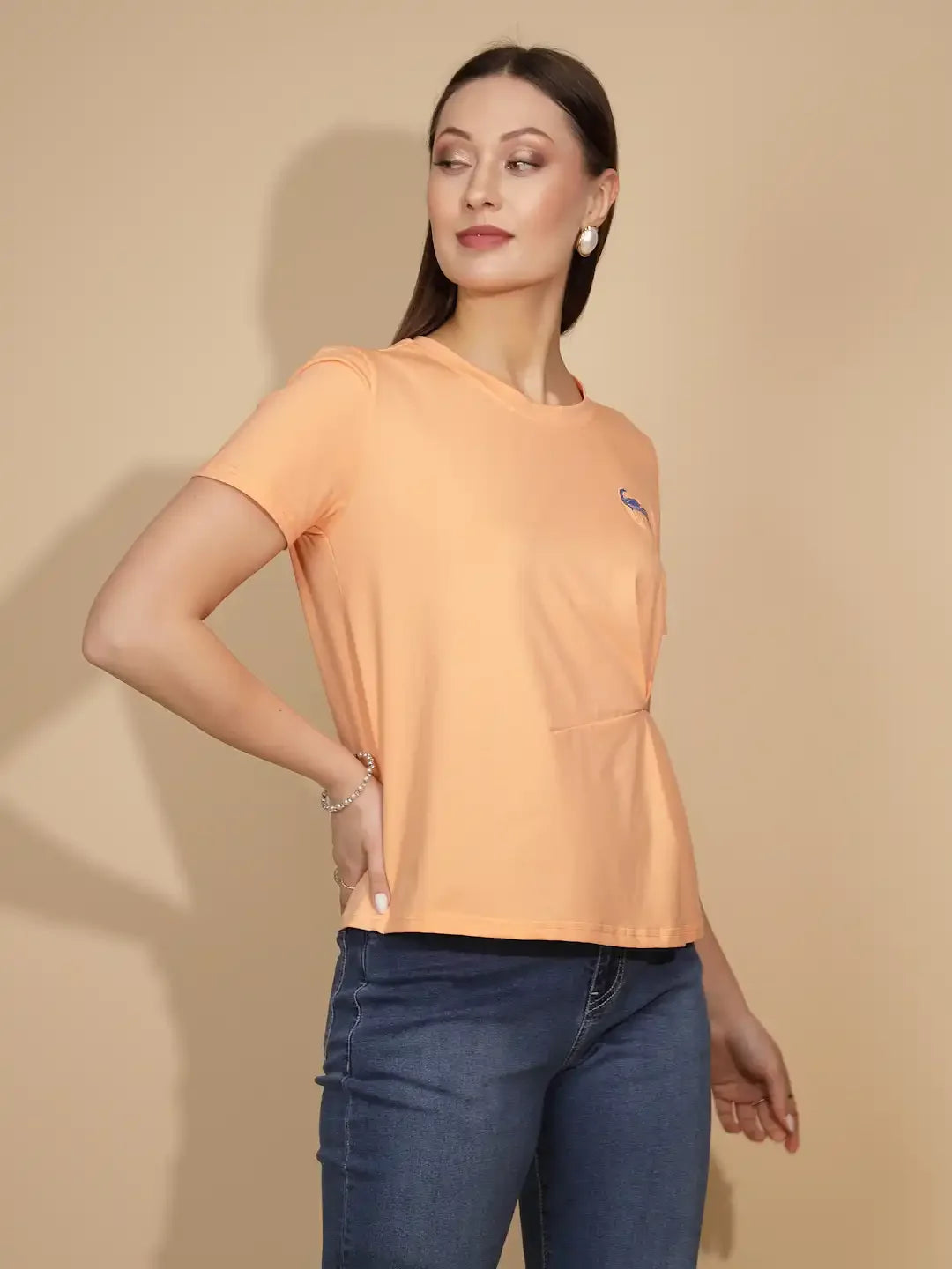 Peach Cotton Blend Regular Fit Top - Global Republic