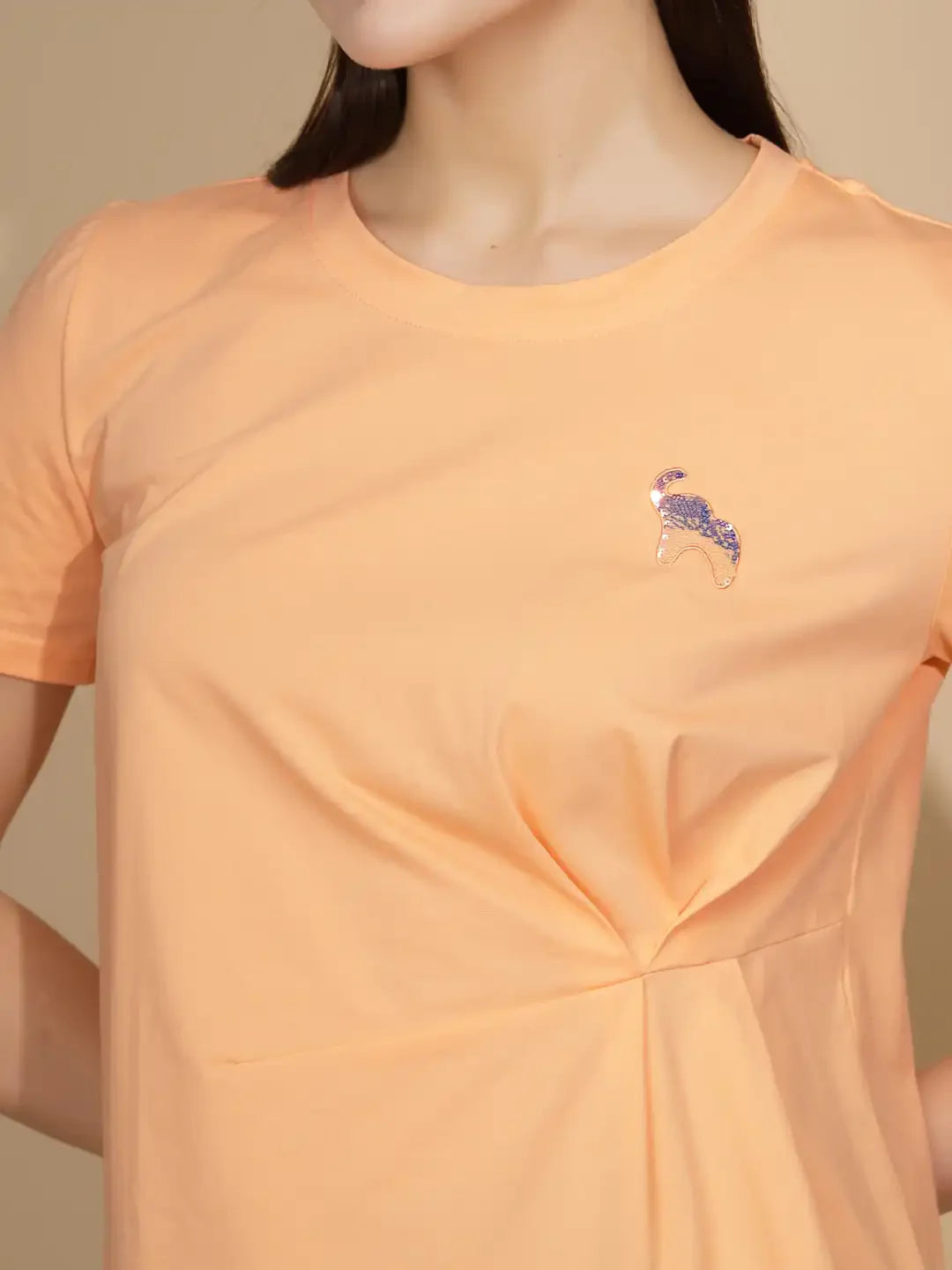 Peach Cotton Blend Regular Fit Top - Global Republic
