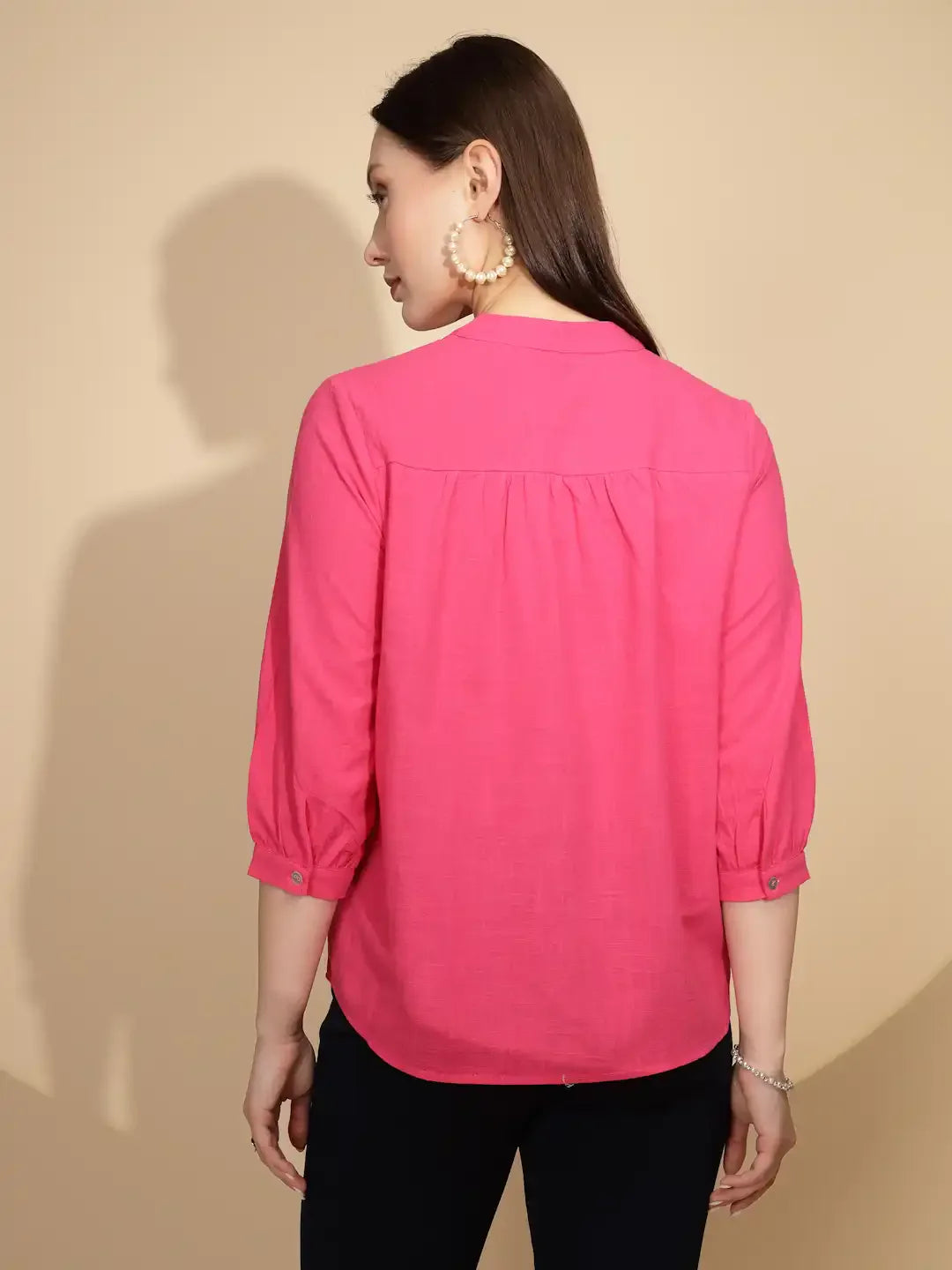 Hot Pink Cotton Solid Top - Global Republic