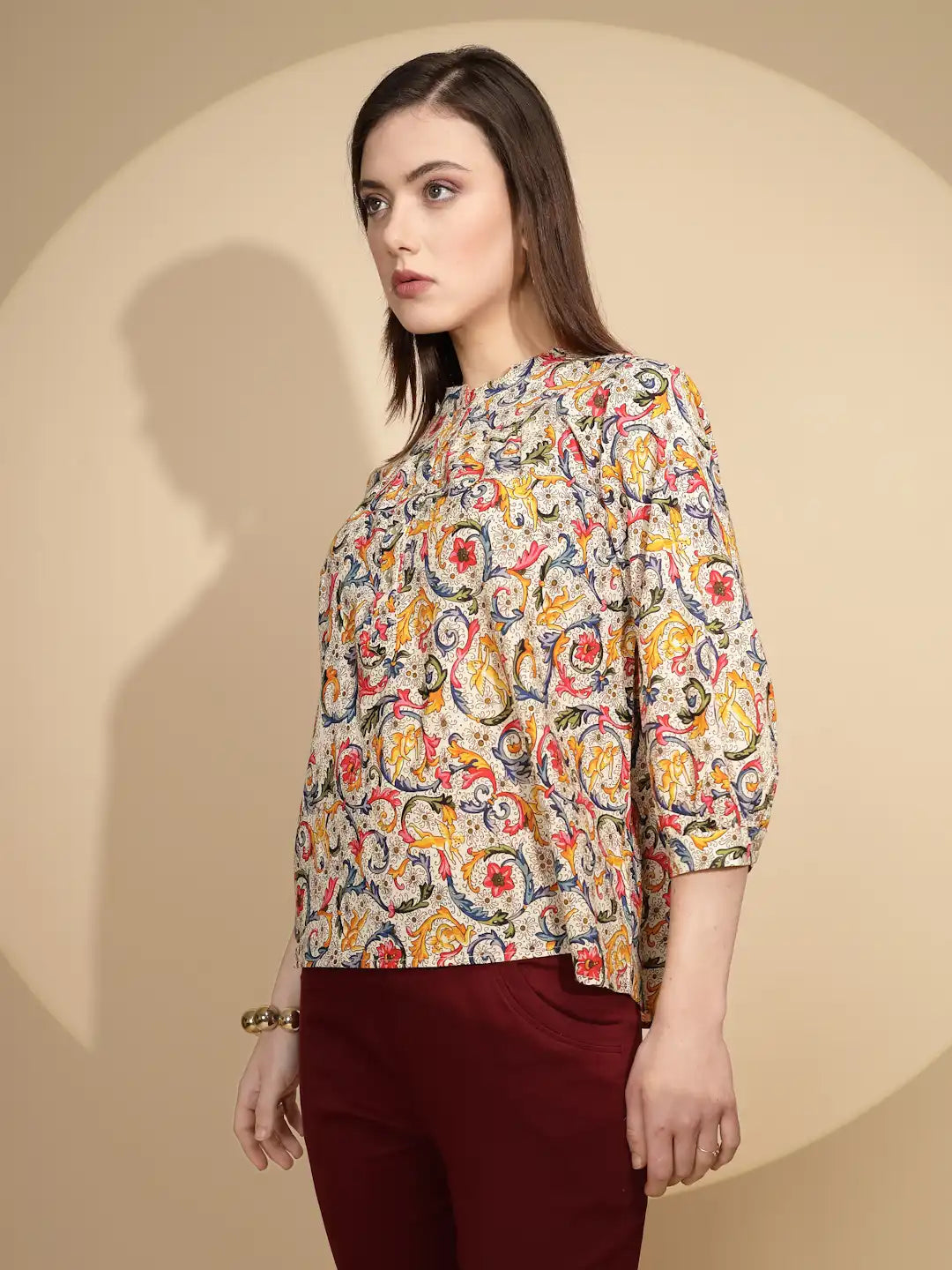 Multi Floral Print Cotton Top - Global Republic