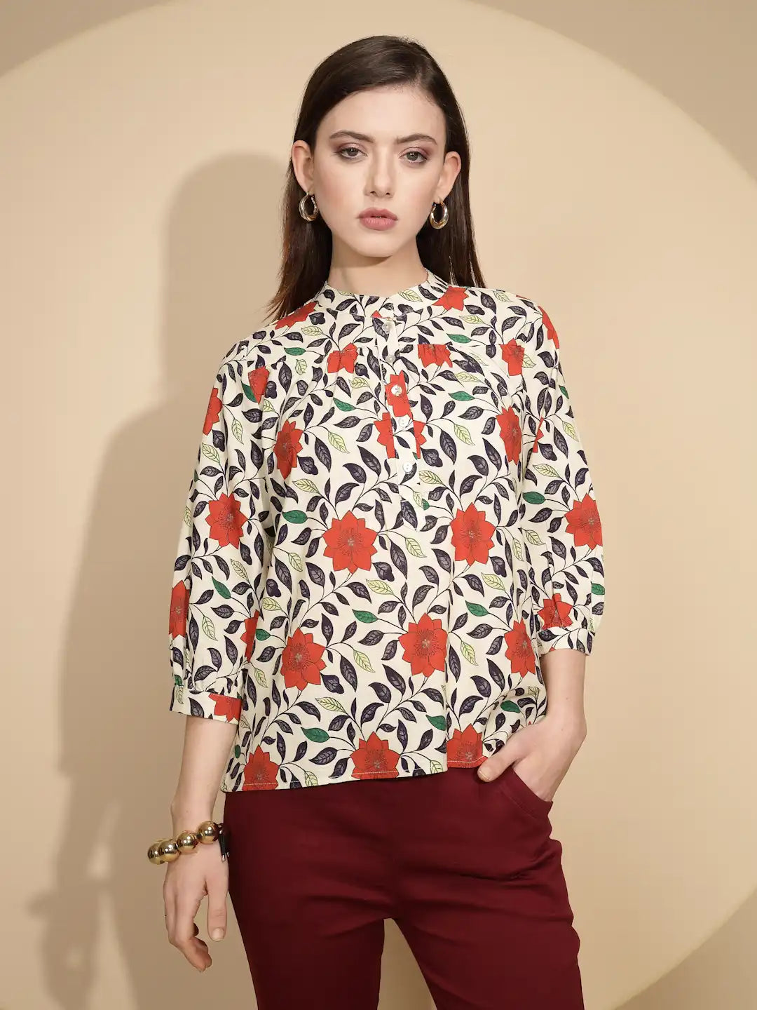 Red Floral Cotton Top - Global Republic