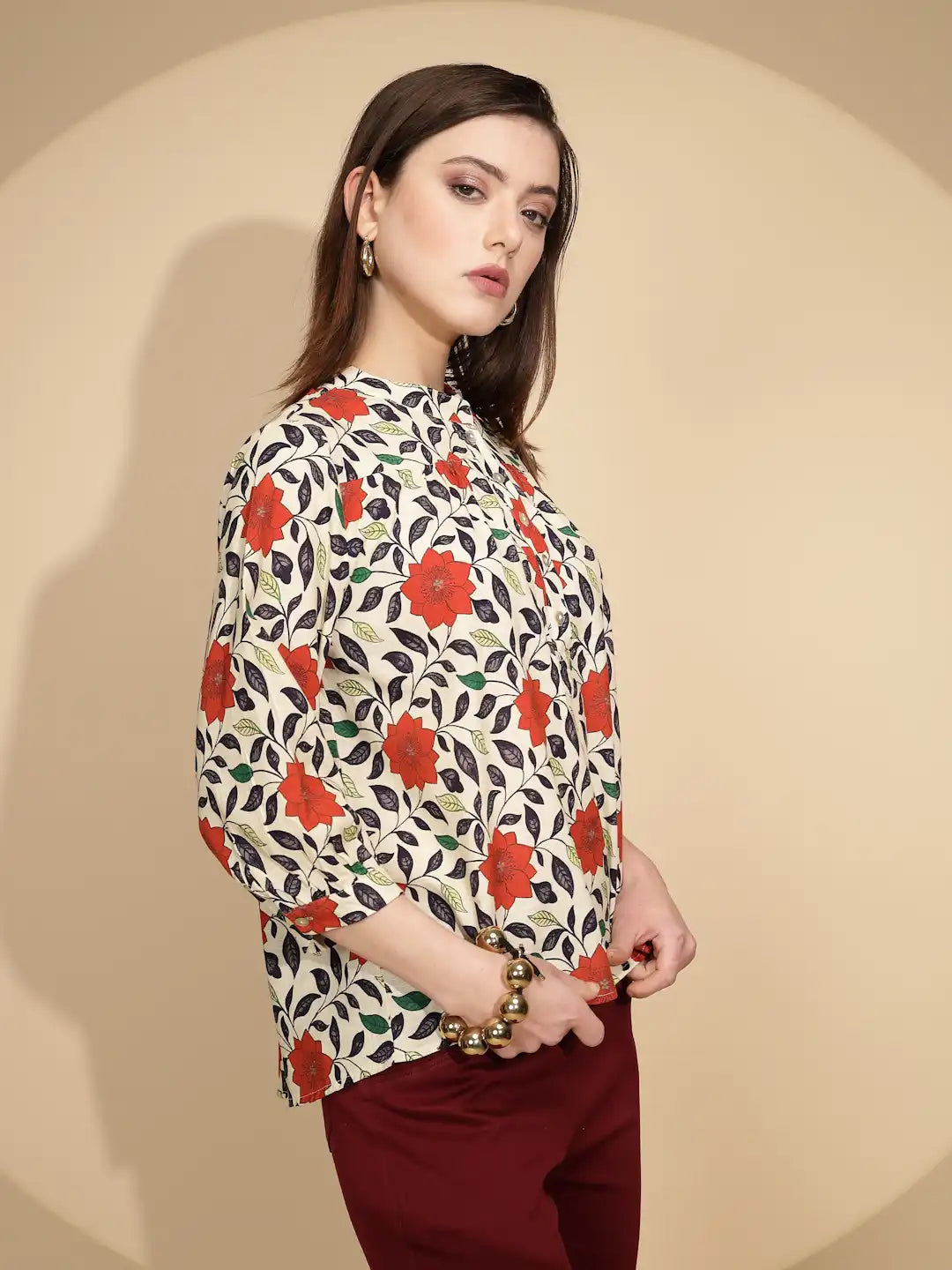 Red Floral Cotton Top - Global Republic
