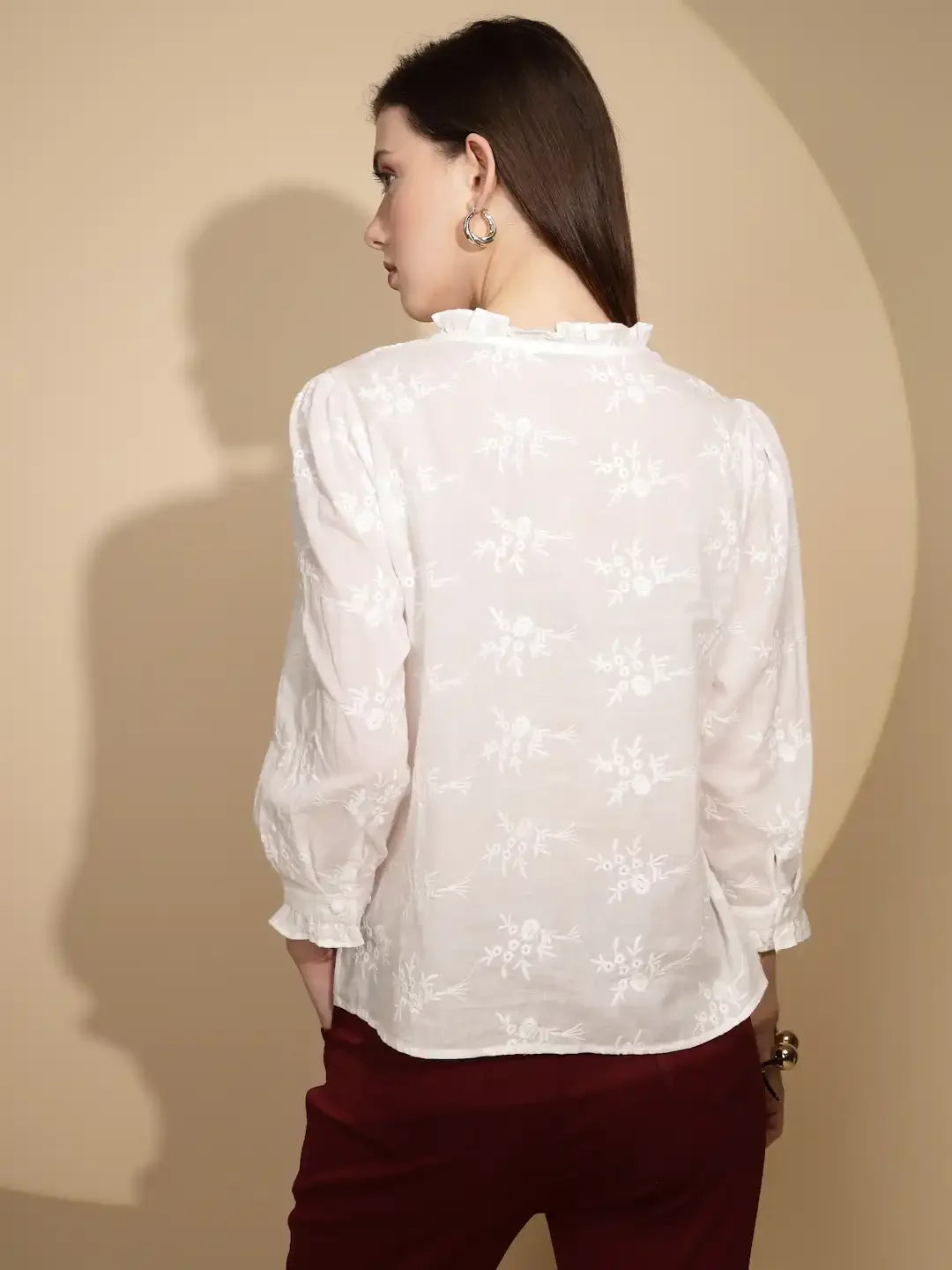 White Embroidered Cotton Shirt - Global Republic