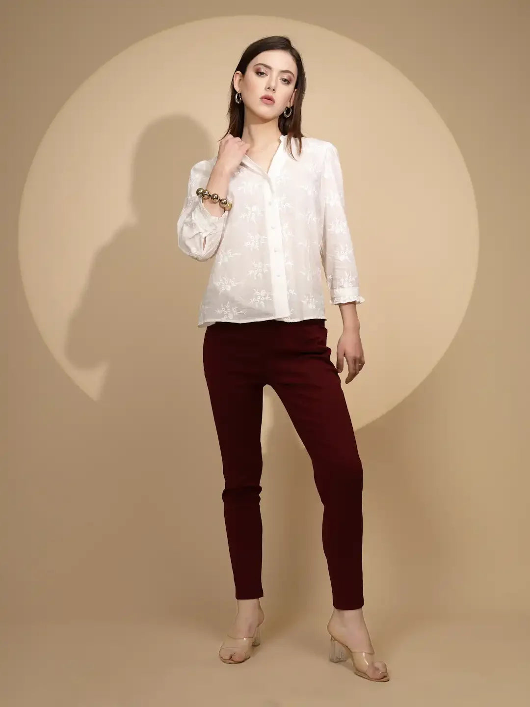 White Embroidered Cotton Shirt - Global Republic