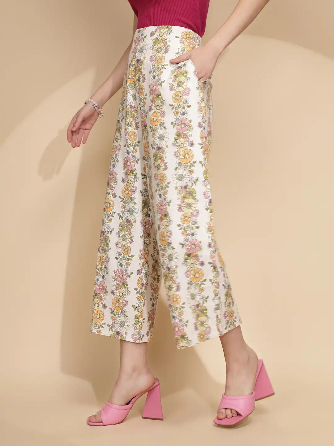 White Cotton Relaxed Fit Lower - Global Republic