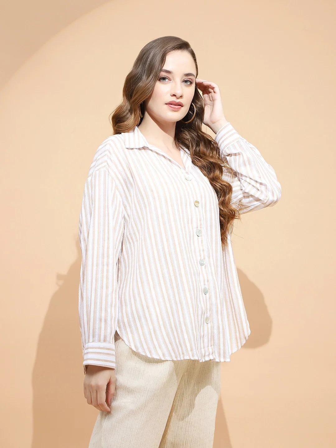 White Striped Cotton Shirt - Global Republic