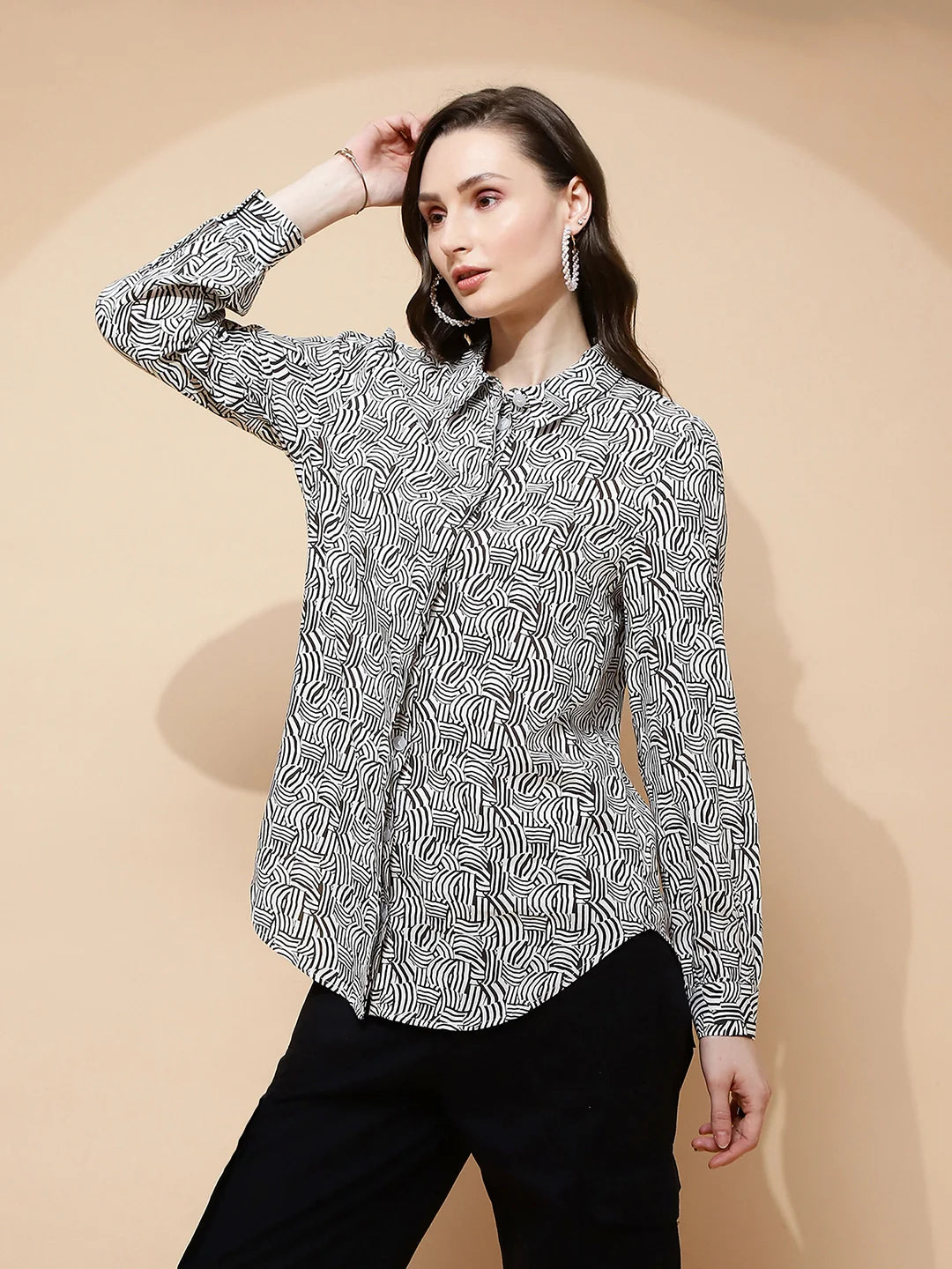 Black And White Rayon Shirt - Global Republic