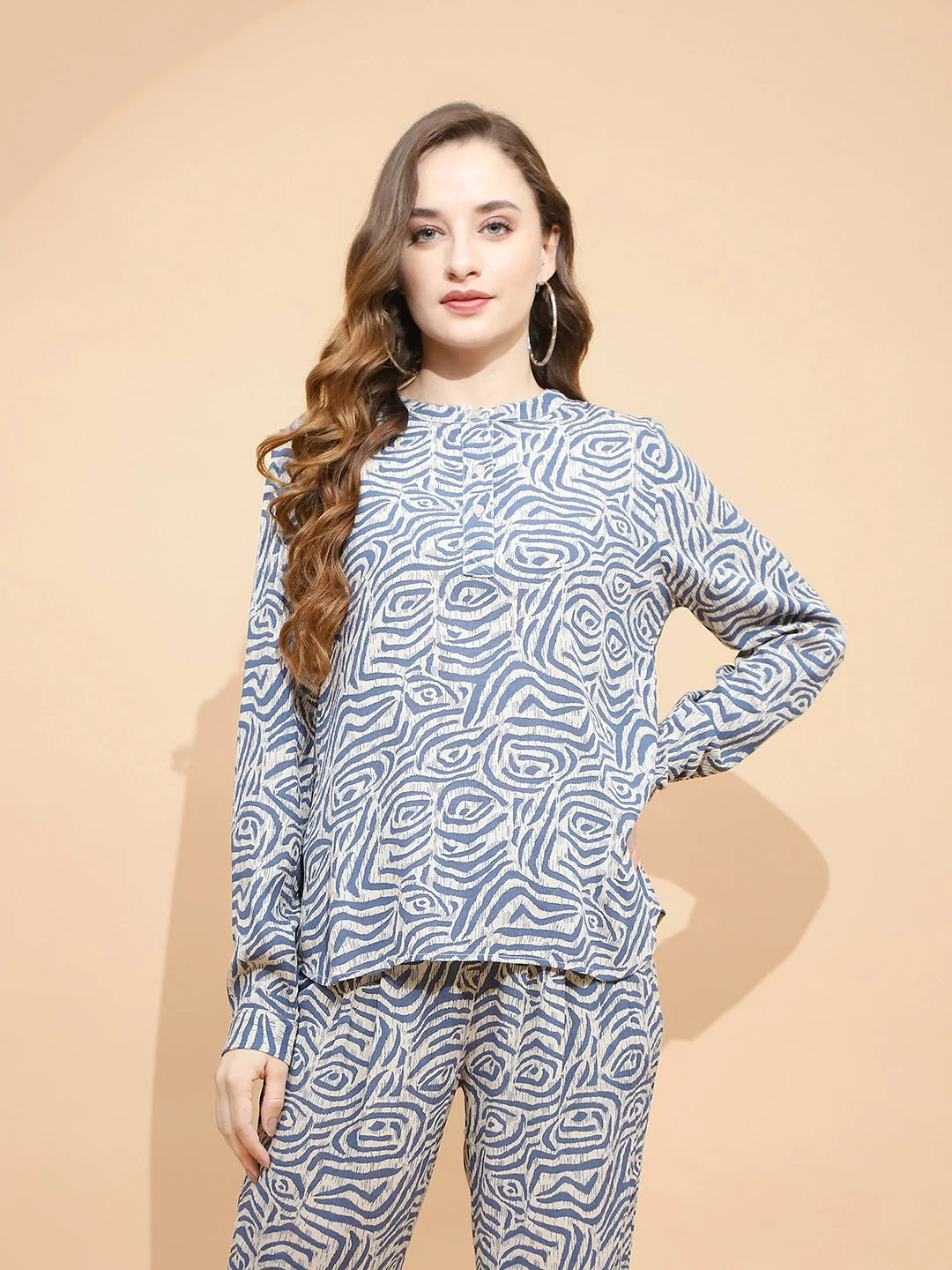 Beige Rayon Regular Fit Blouse For Women - Global Republic